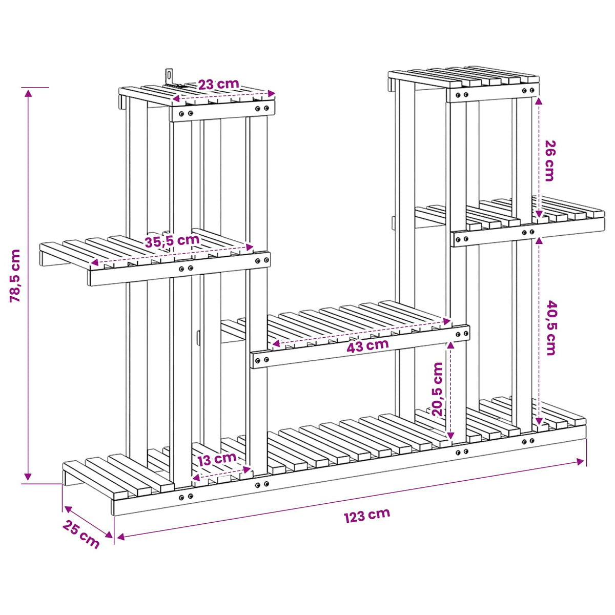 Planteholder Hvid 123 x 25 x 78,5 cm Massivt Akacietræ