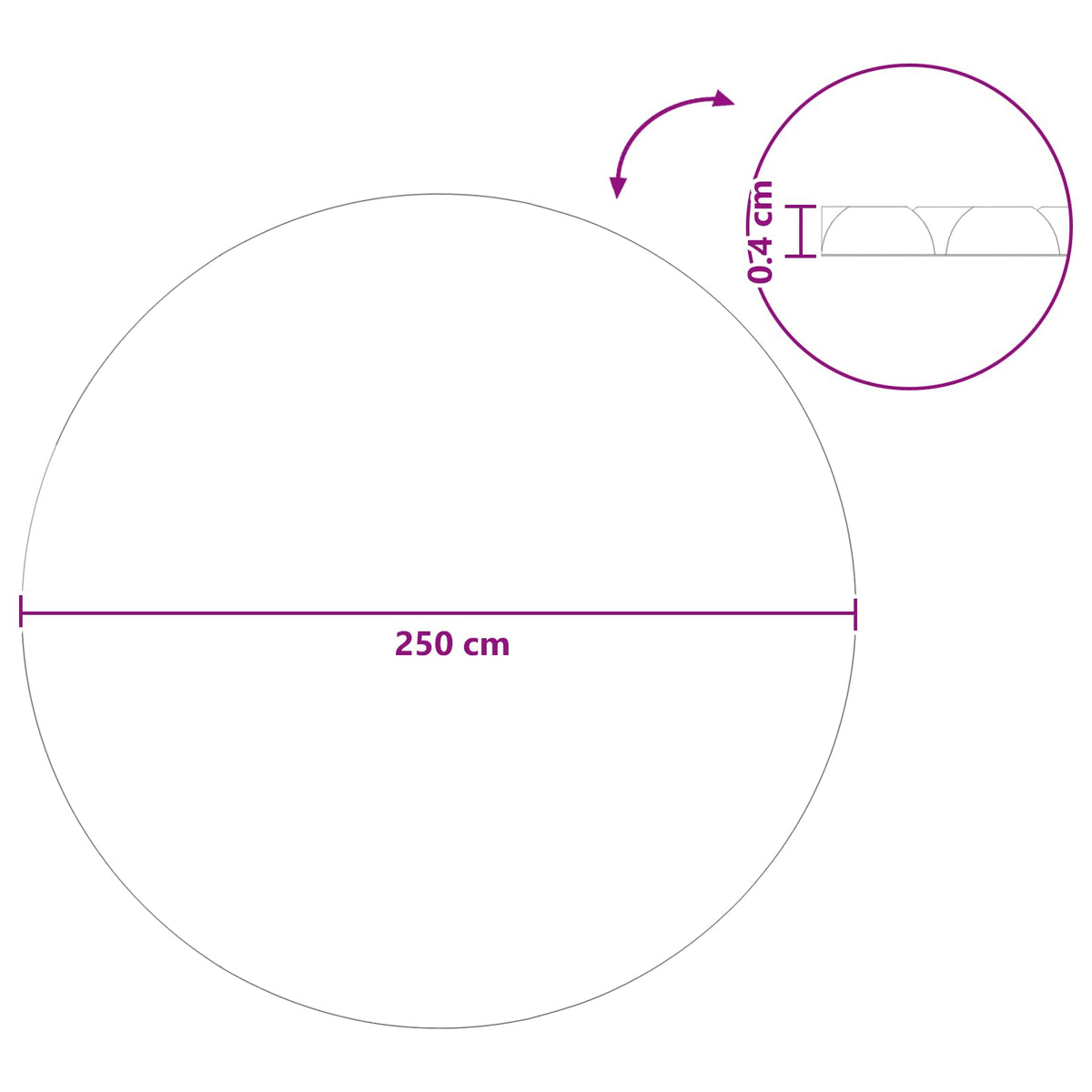 Solar Pool Cover Ekstra Tung Ø 250 cm 400 μm Rund PE