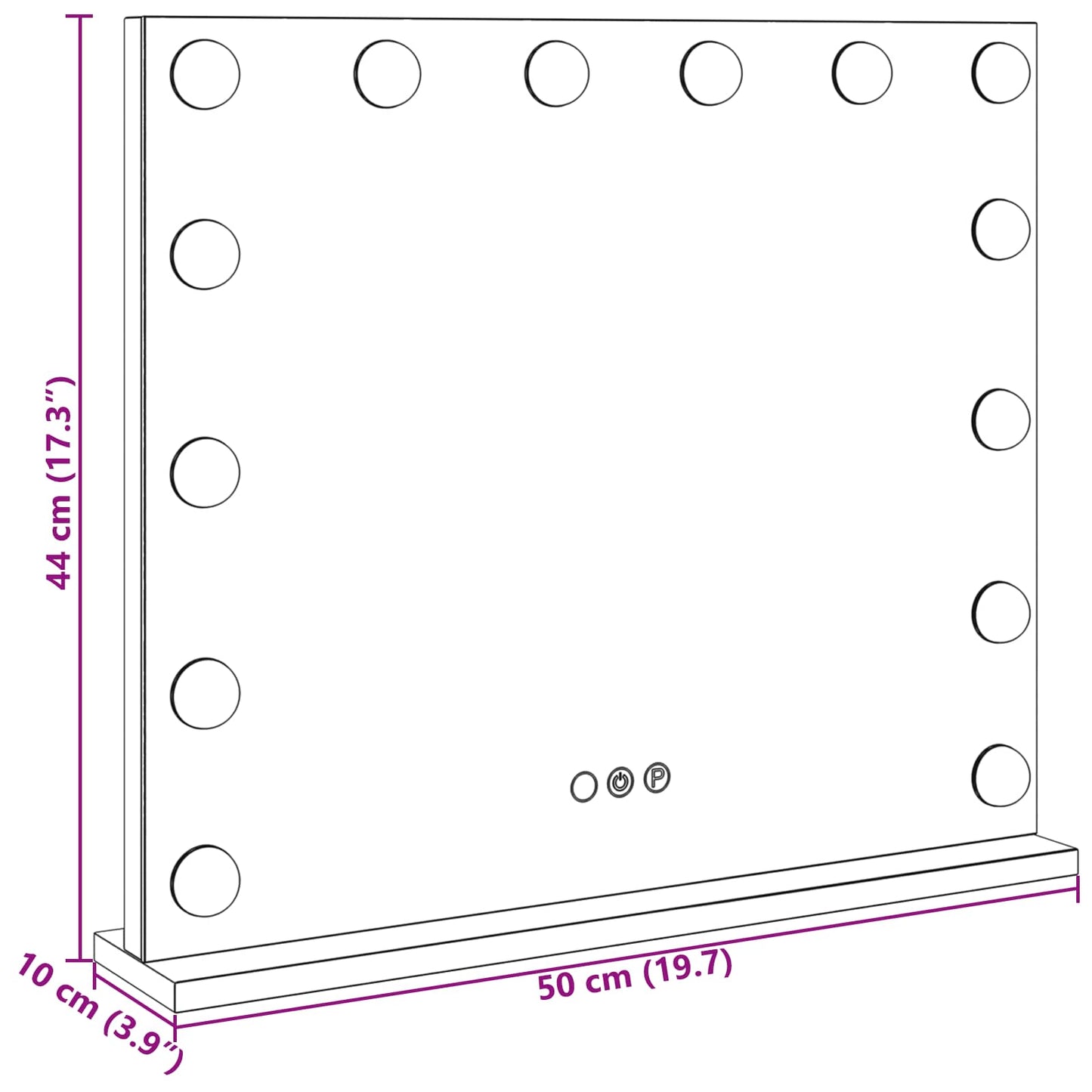LED Makeup Spejl Hvid 50 x 10 x 44 cm Glas og Stål