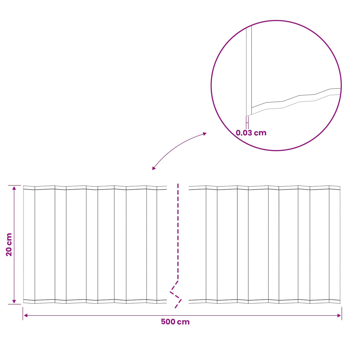 Plænekant 5 m x 20 cm Galvaniseret stål Sølv