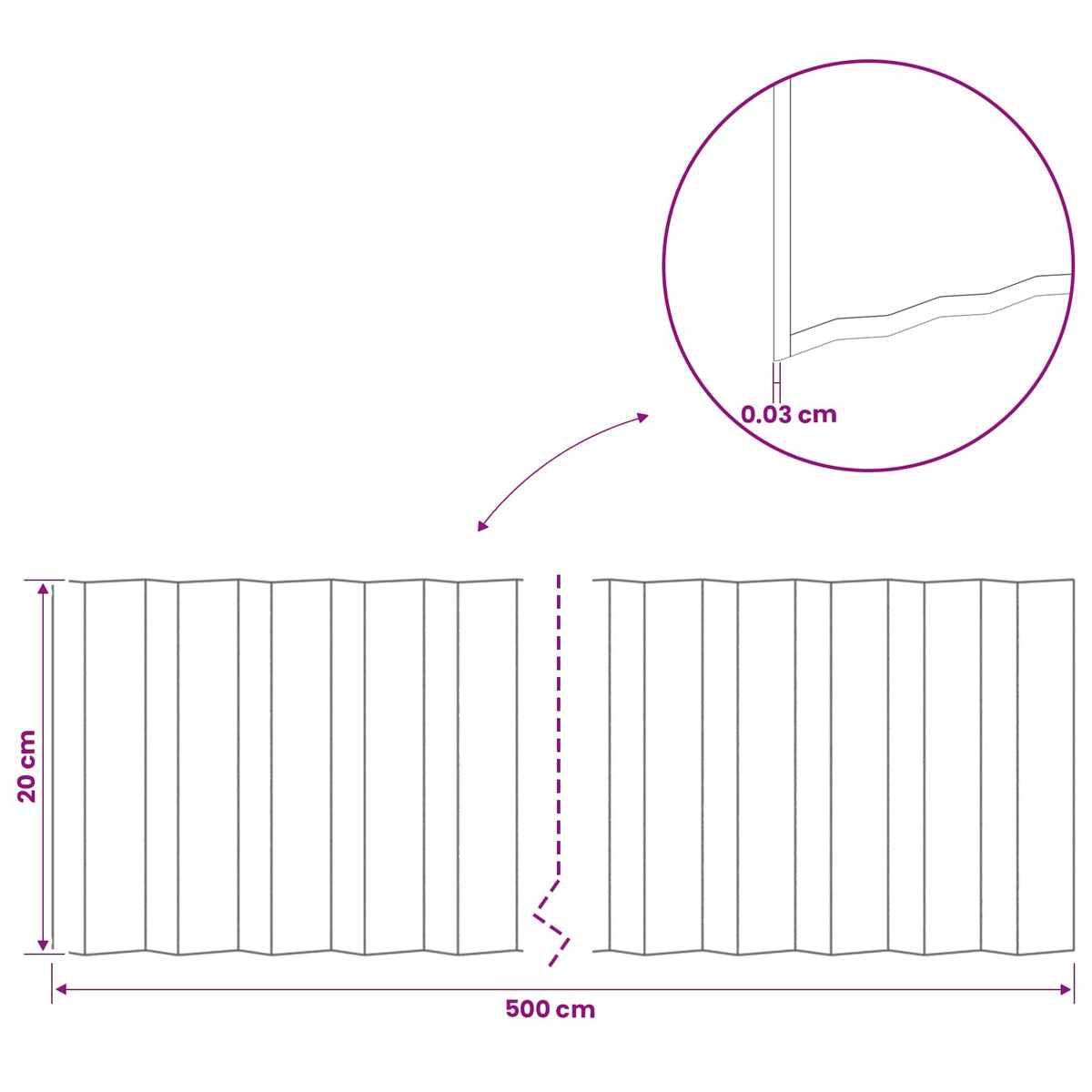 Plænekant 5 m x 20 cm Galvaniseret stål Sølv