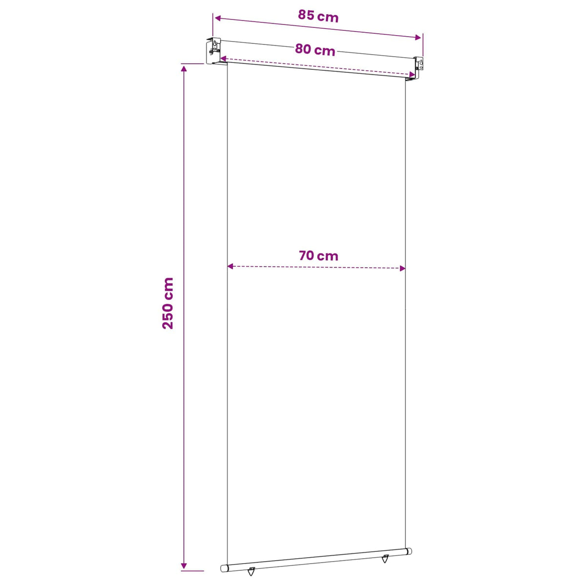 Balkon Sideskærm 80 x 250 cm 100% polyester jern stål Antracit