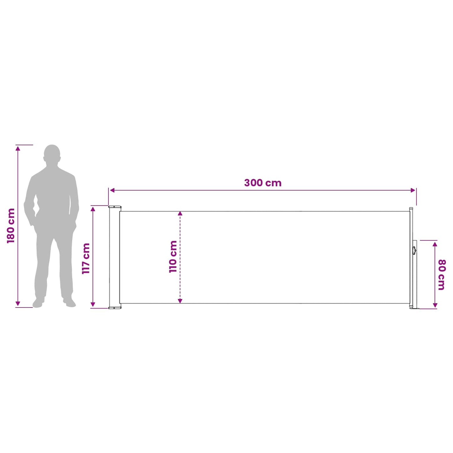 Udtrækkeligt side-markise Rektangulær 120 x 300 cm Polyester