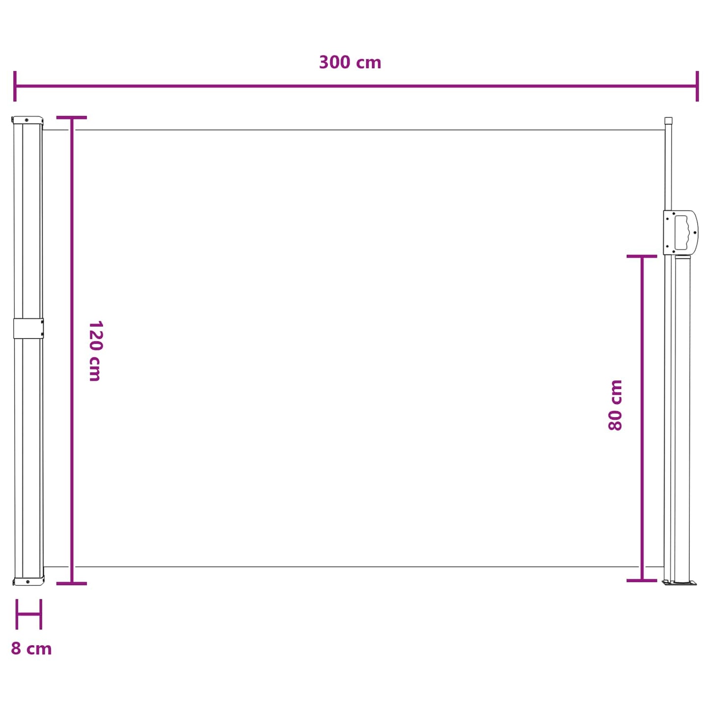 Udtrækkeligt side-markise 117 x 300 cm Polyester Rektangulær