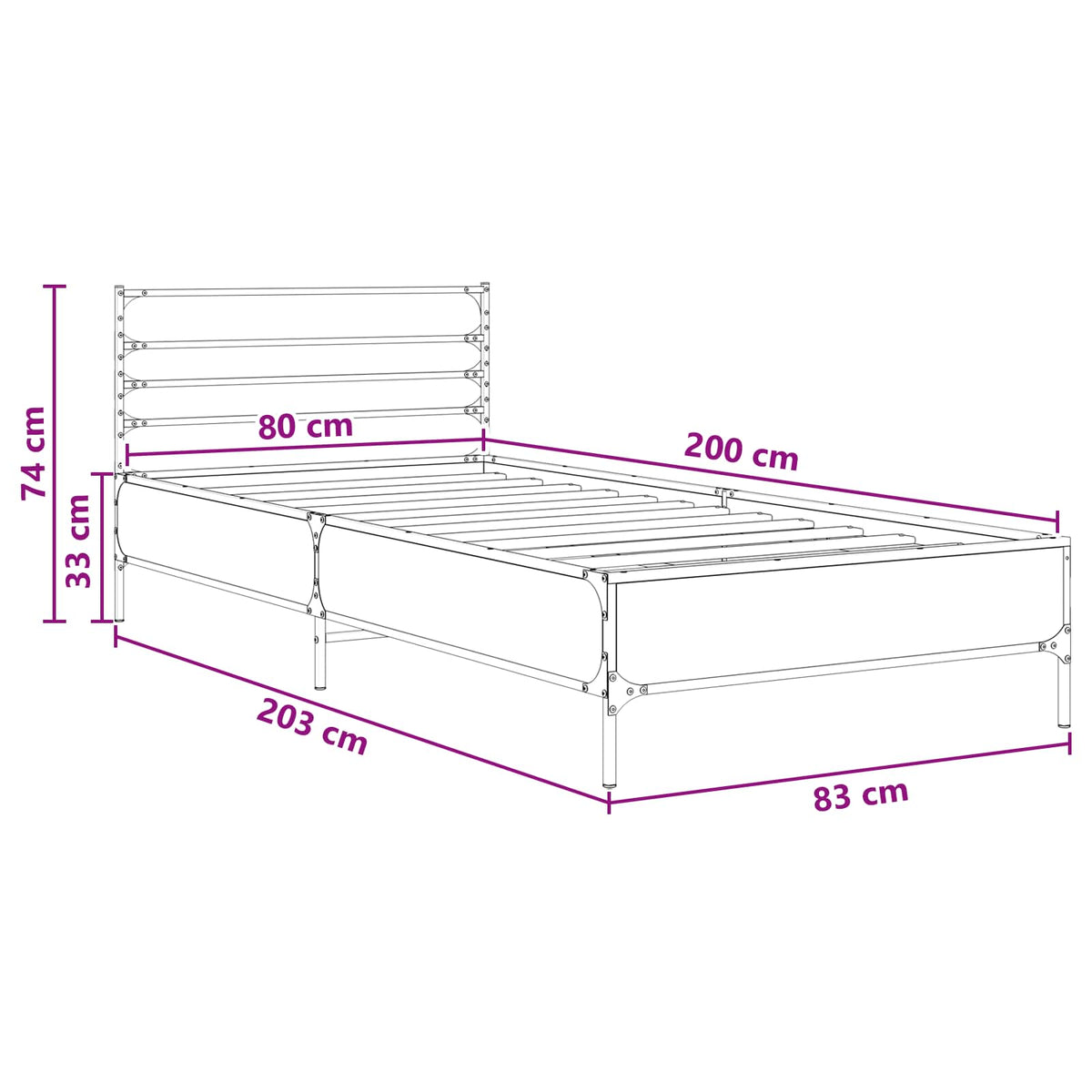 Sengestel Røget eg 80 x 200 cm Konstrueret træ