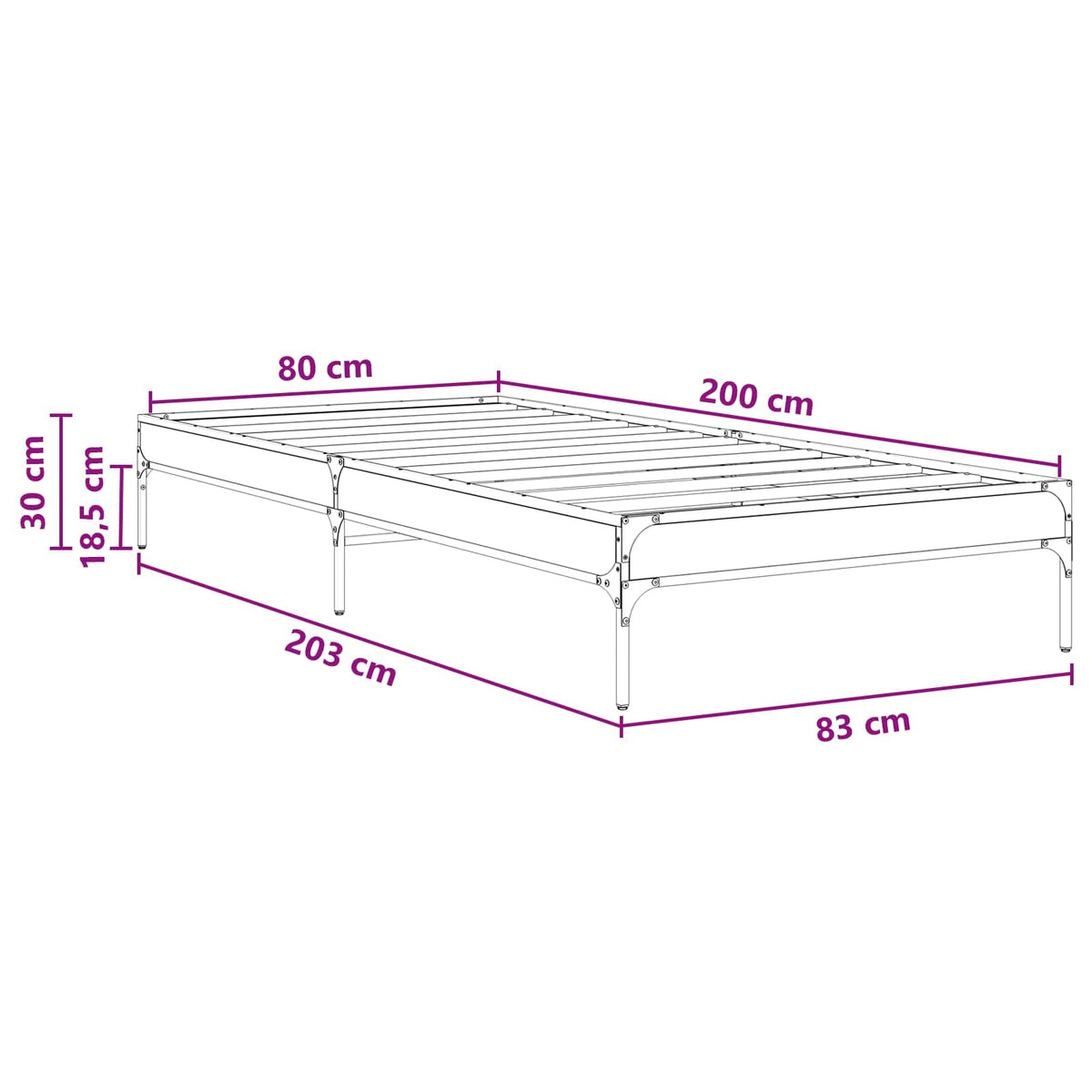Sengestel Sort eg 80 x 200 cm Konstrueret træ