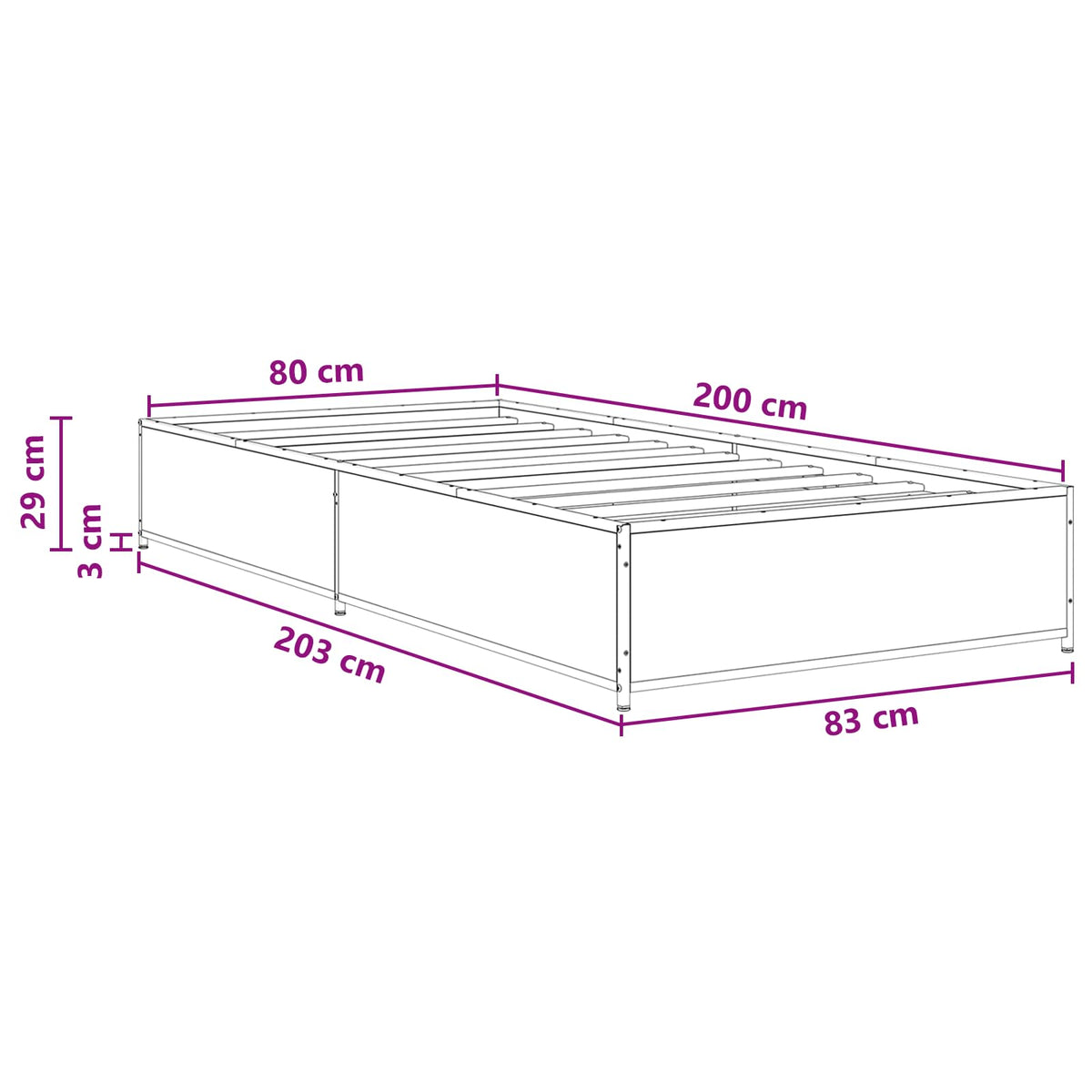 Sengestel Røget eg 80 x 200 cm Konstrueret træ