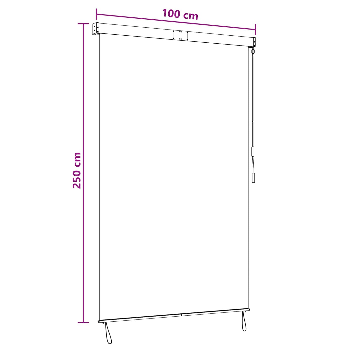 Rullegardin Anthracit og hvid 100 x 250 cm Stof og Aluminium