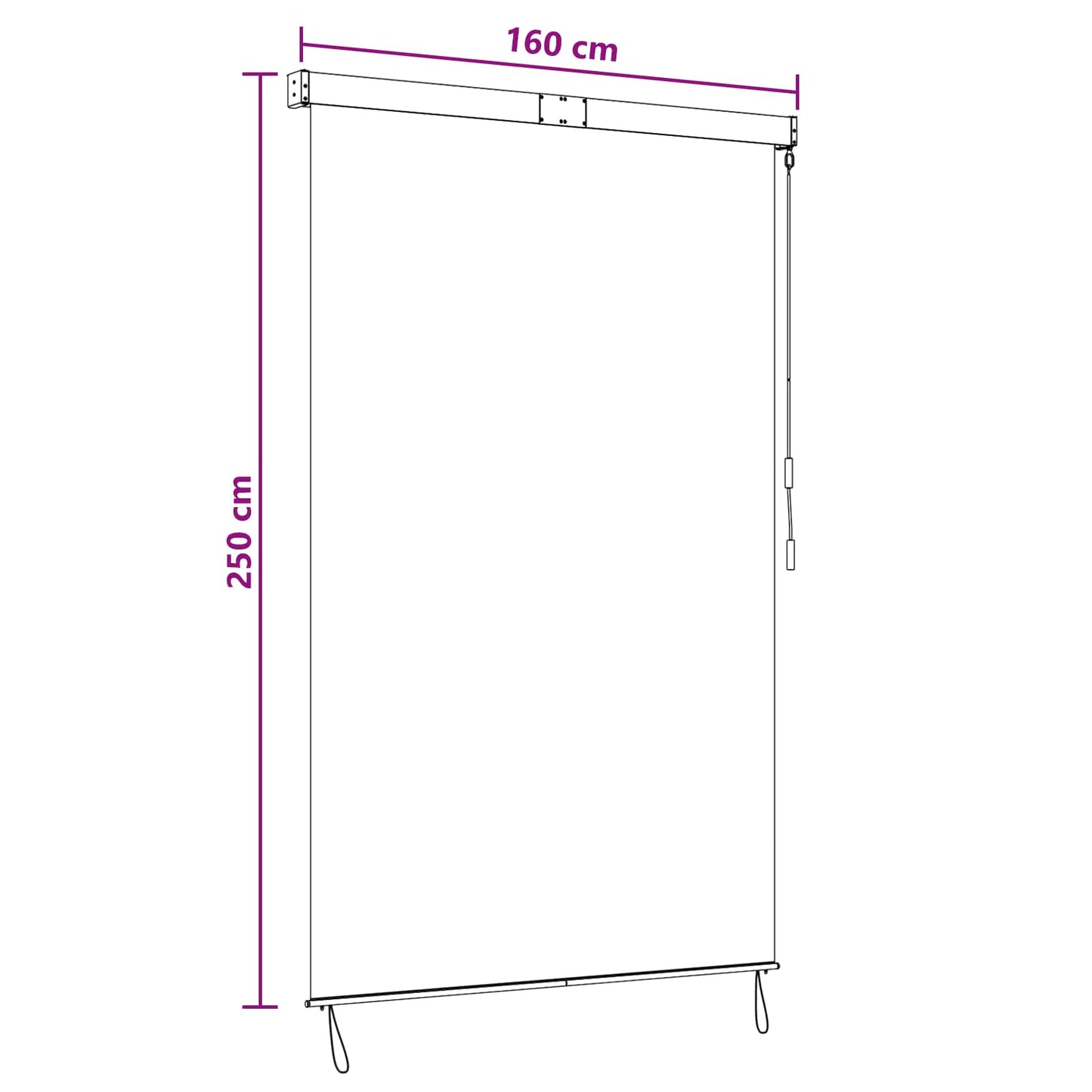 Rullegardin Anthracit og hvid 160 x 250 cm Stof og Aluminium
