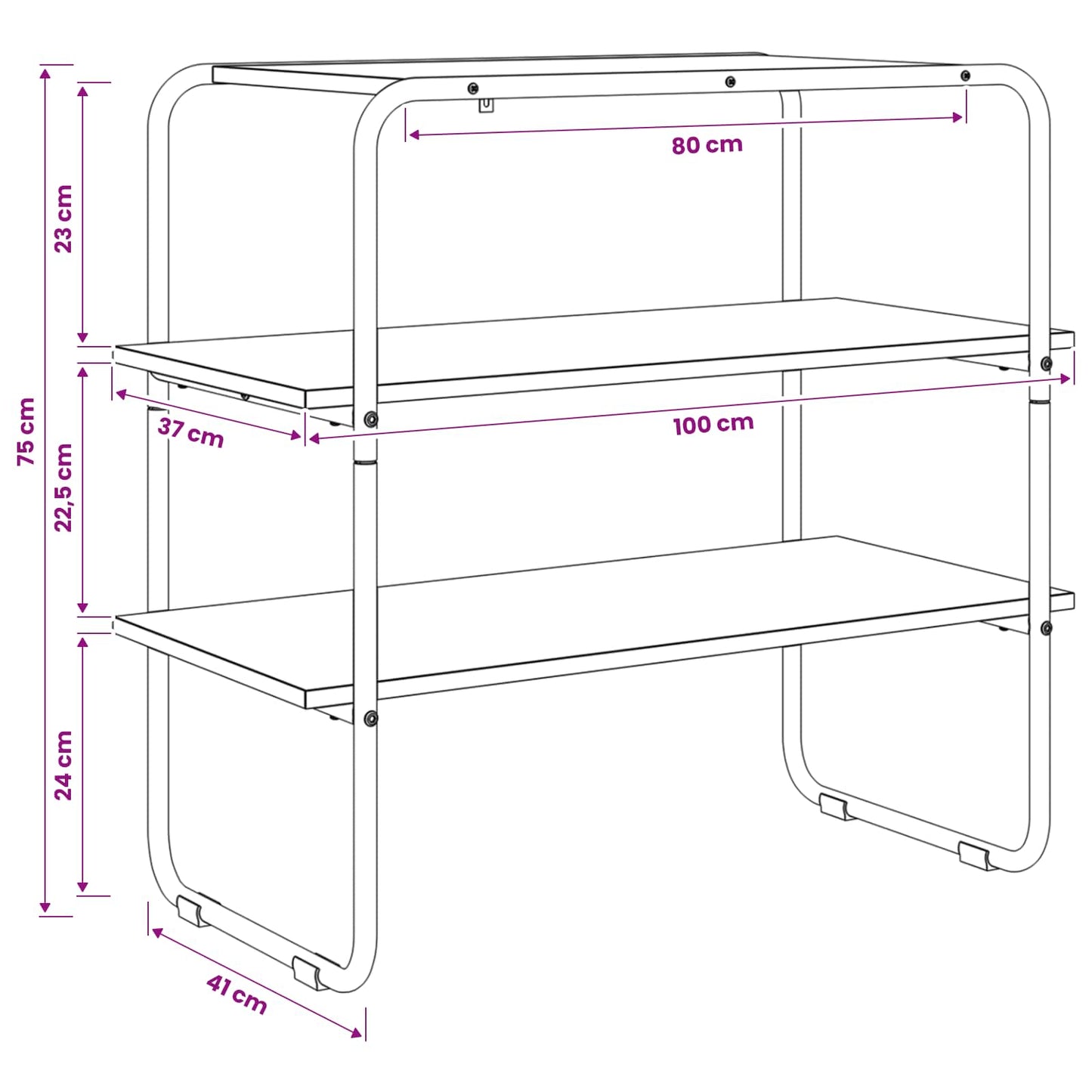 Konsolbord Sonoma-eg 100 x 41 x 75 cm Konstrueret træ