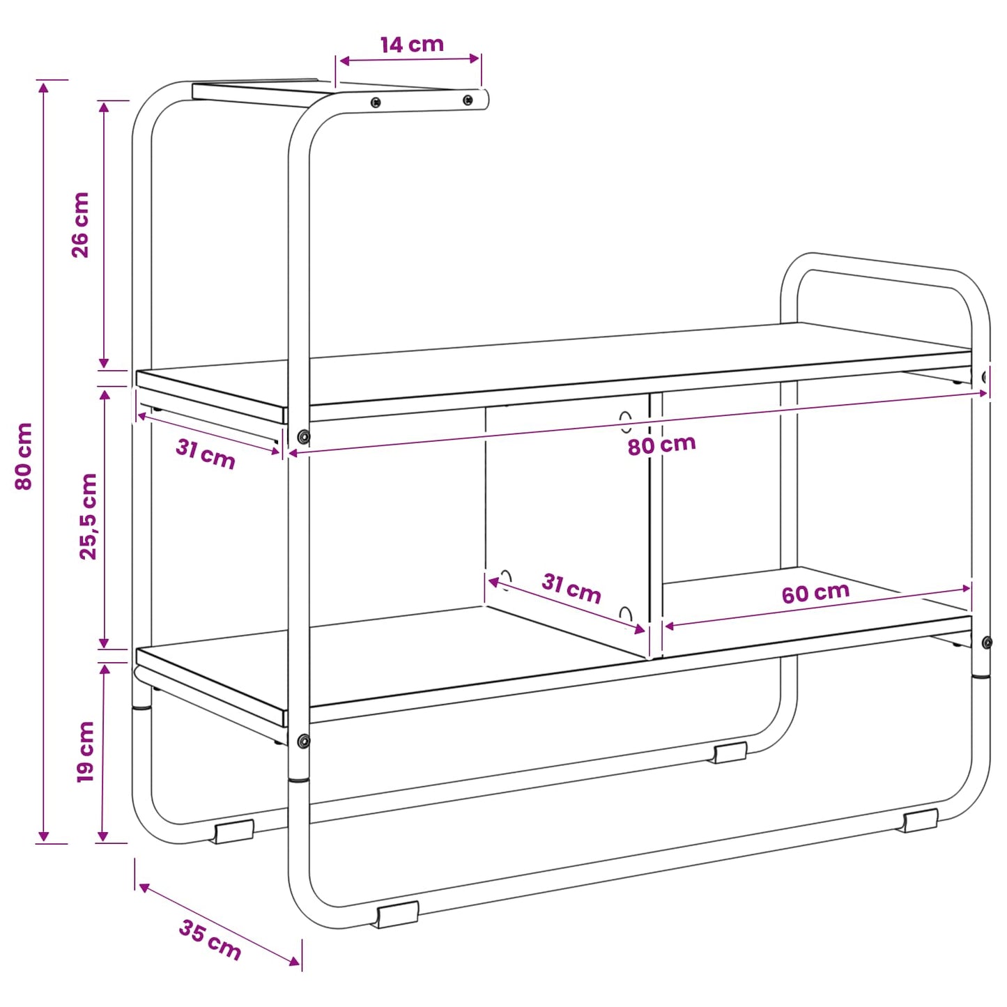 Konsolbord Sort eg 80 x 35 x 75 cm Konstrueret træ