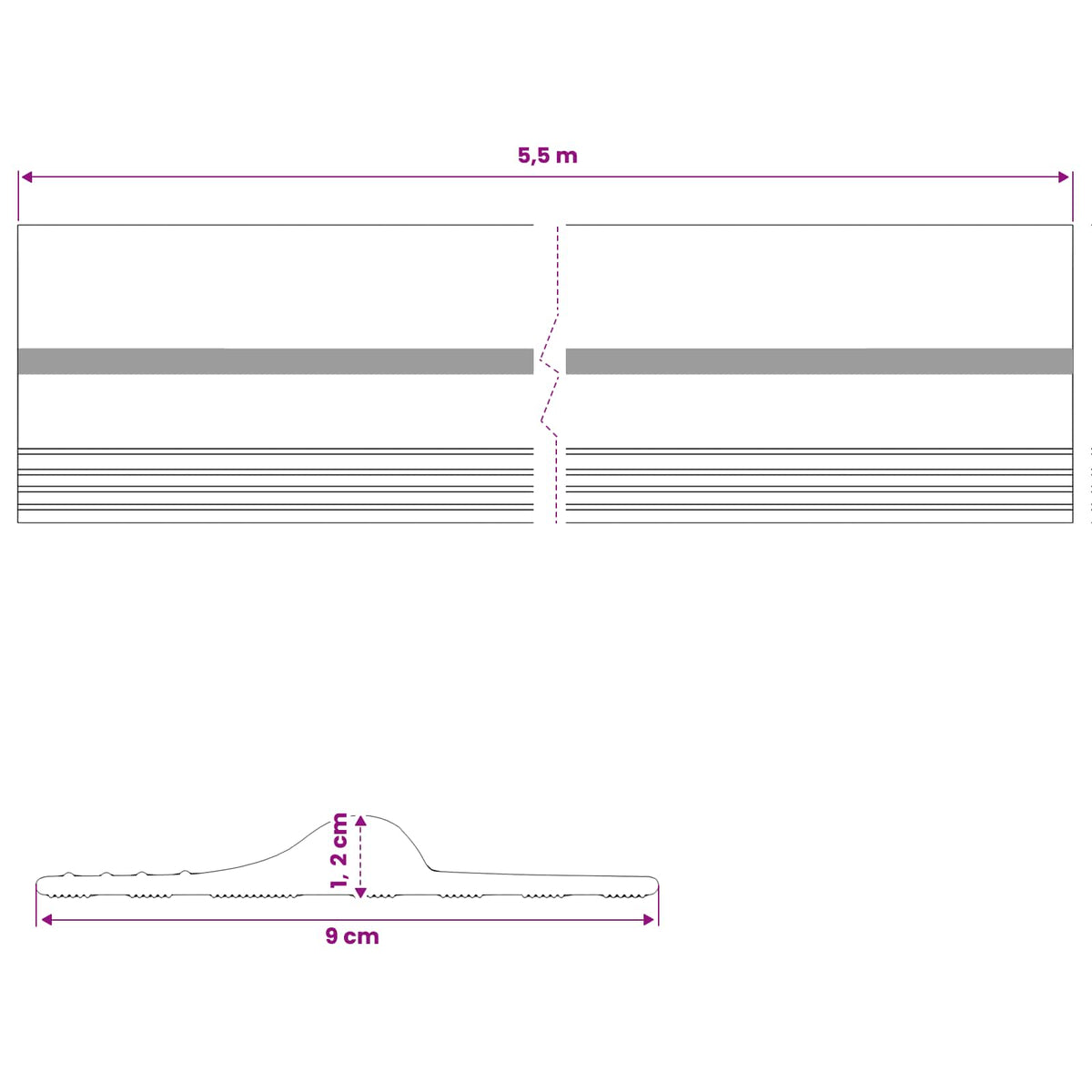 Garage Gulvforsegling Sort og Gul 12 x 90 mm 5,5 m PVC