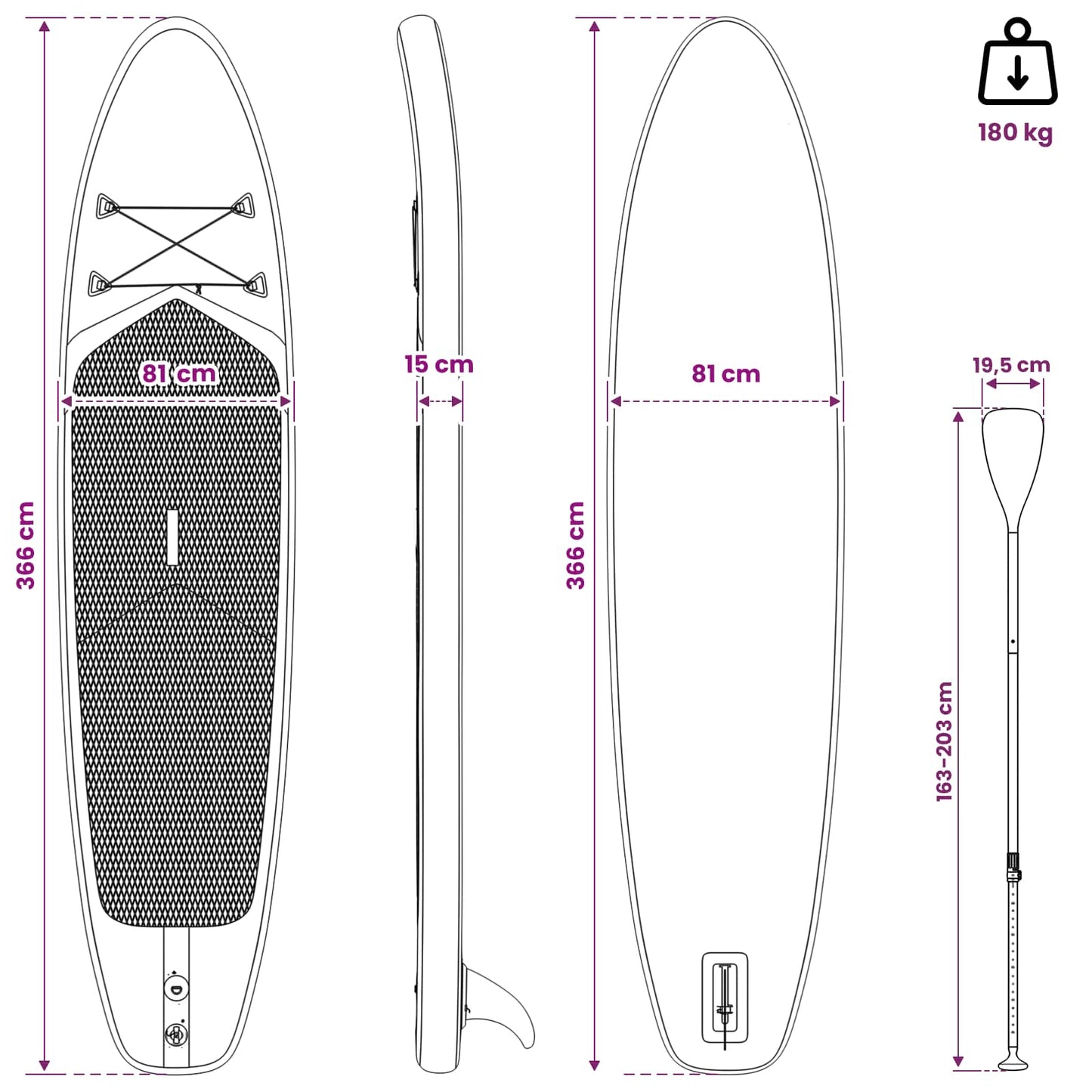 Oppustelig Stand Up Paddle Board TRITON 366 x 81 x 15 cm Blå
