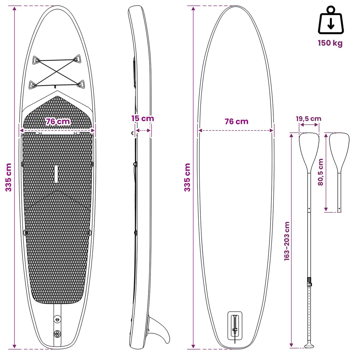SUP board med sæde 2-i-1 POSEIDON 335 x 76 x 15 cm Grøn
