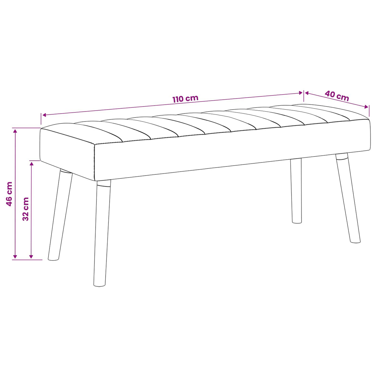 Kanalpuddet Bænk Blå 110 x 40 x 46 cm Stof