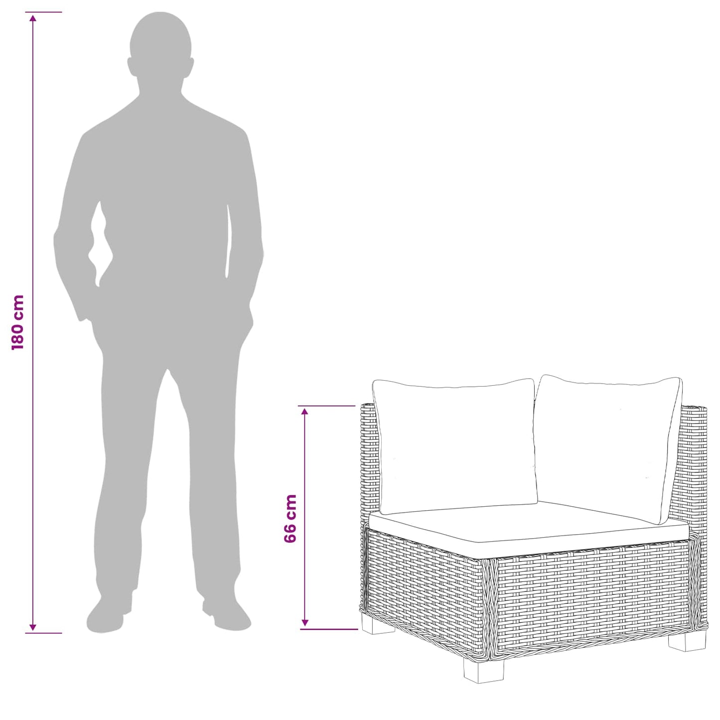2 stk. Rattan Loungesæt med Puder GENDT Naturlig rattan