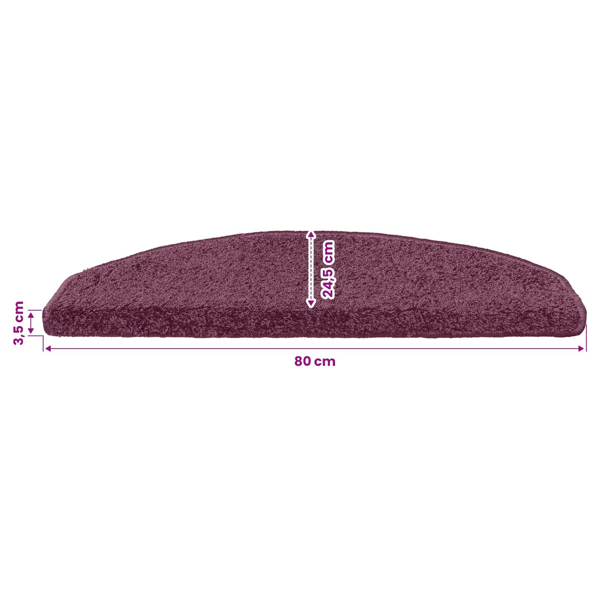 Selvklæbende Trappemåtter 15 stk. 80 x 24,5 x 3,5 cm Mørk lilla