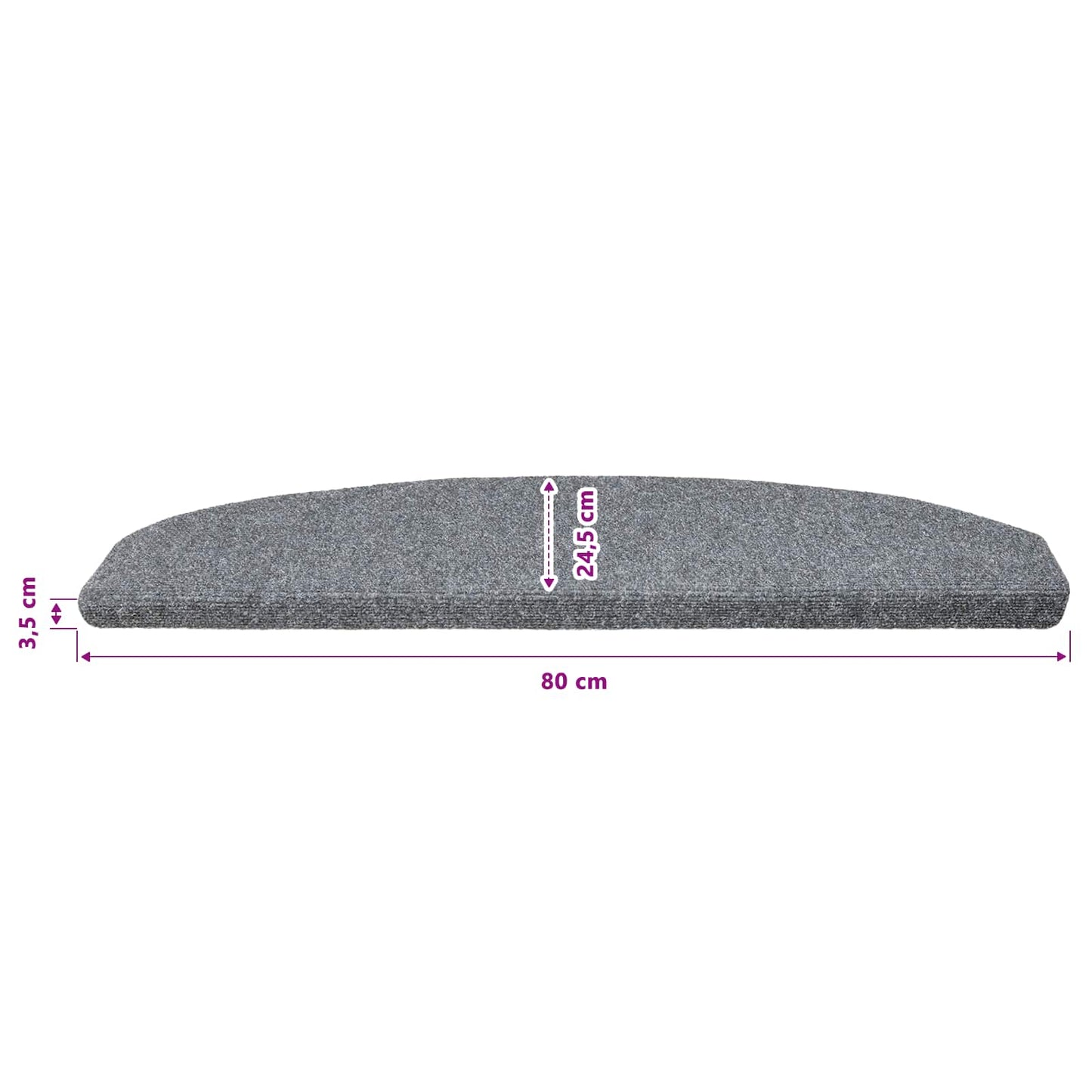Selvklæbende Trappemåtter 15 stk. 80 x 24,5 x 3,5 cm Lysegrå