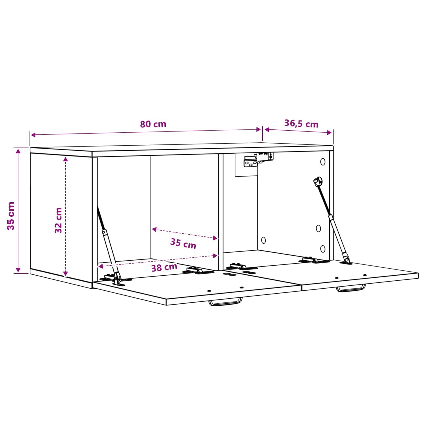 Vægskab Vægmonteret Sort eg 80 x 36,5 x 35 cm Konstrueret træ