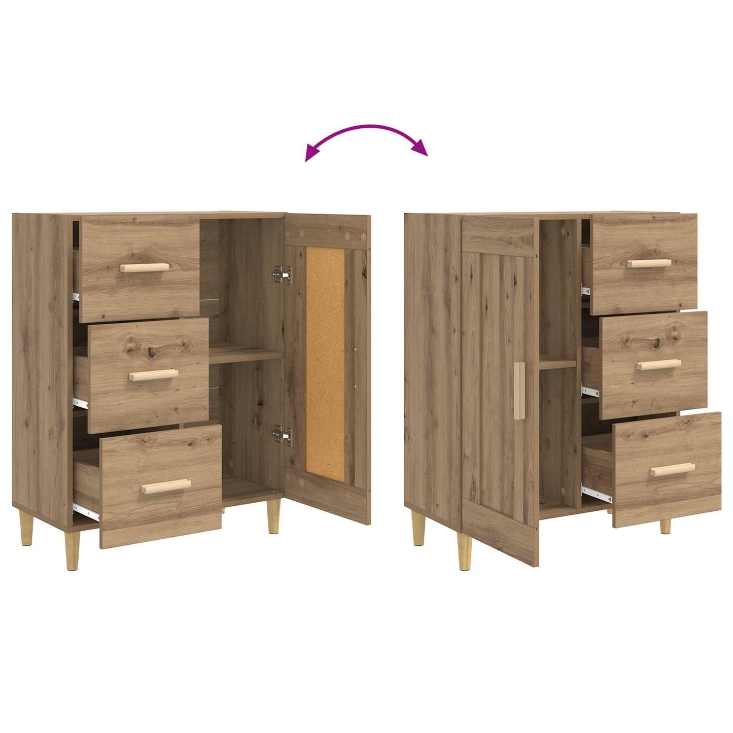 Sideboard Artisan-eg 69,5 x 34 x 90 cm Konstrueret træ