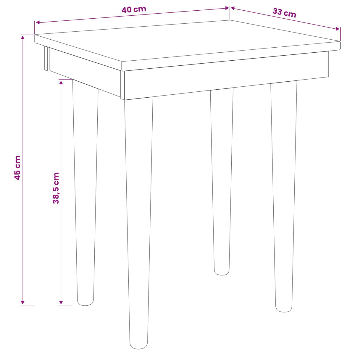 Makeupbord stol FAUSKE Hvid 40 x 33 x 45 cm Massivt fyrretræ