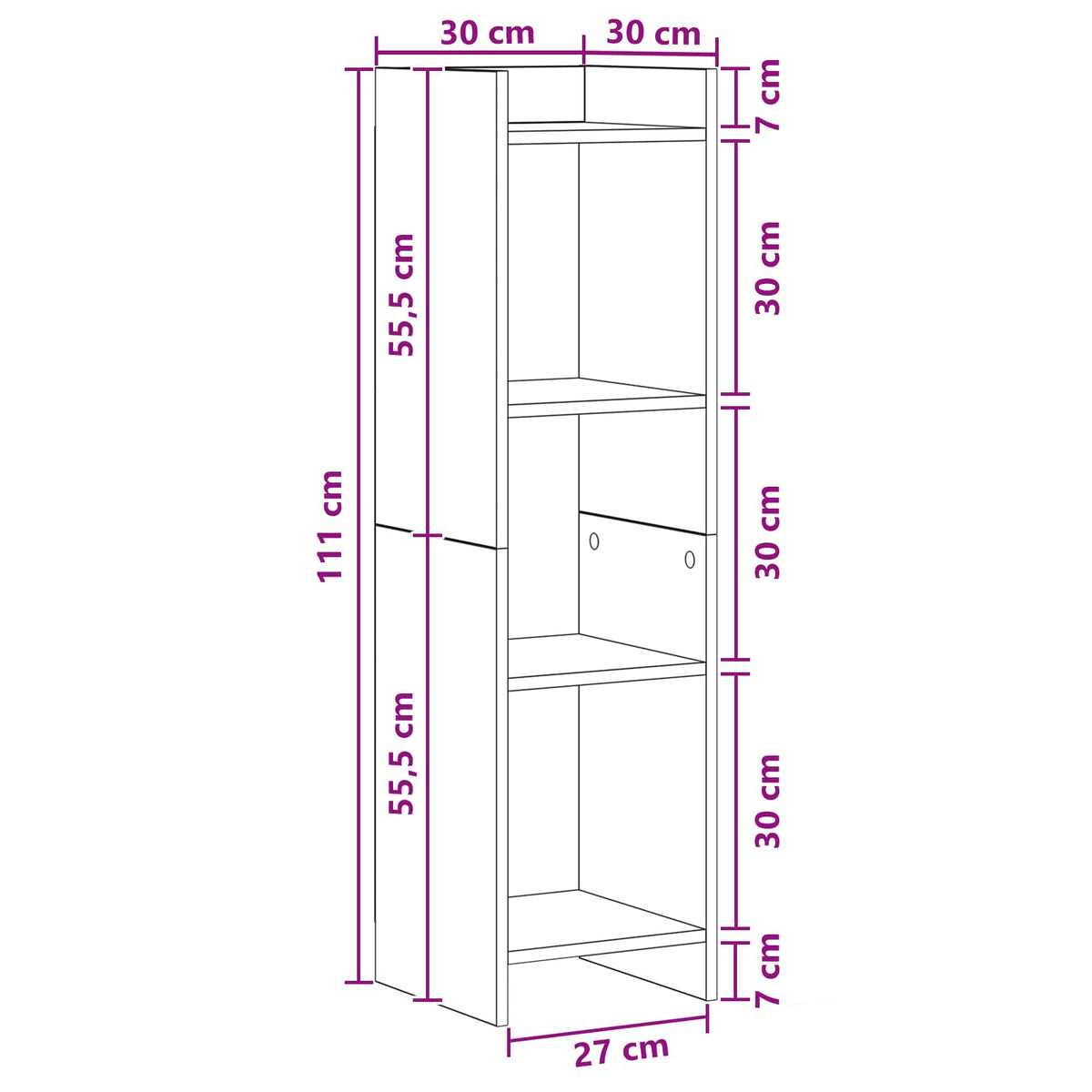 Bogreol 3 niveauer 30 x 30 x 111 cm Konstrueret træ Artisan-eg