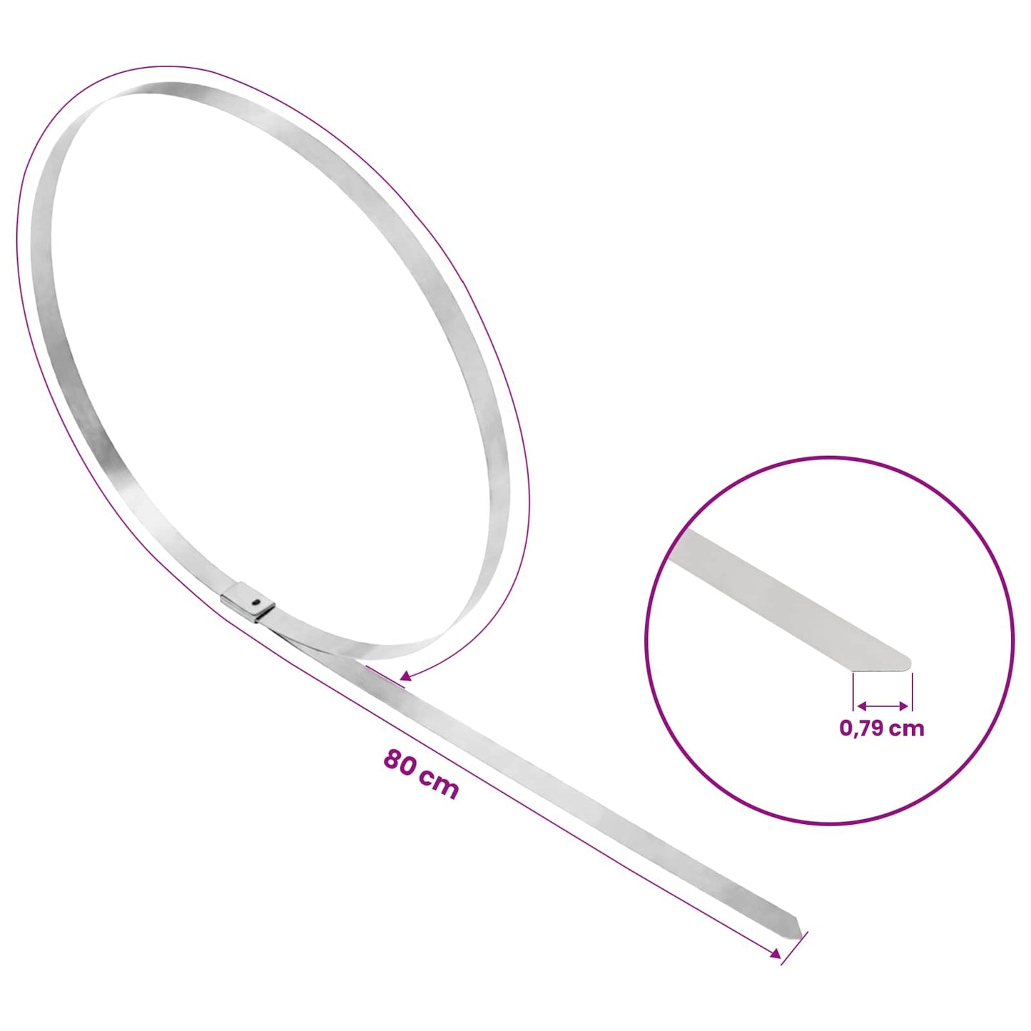 Kabelbånd 12 stk. 7,9 x 800 mm Sølv