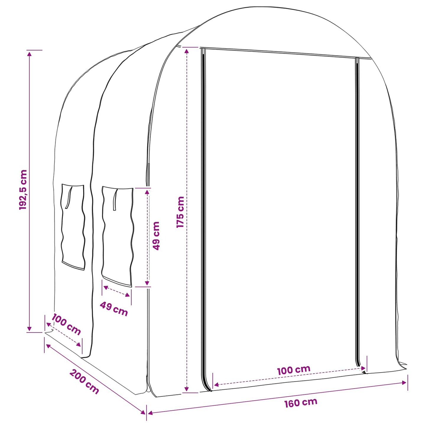 Drivhus med ramme 160 x 200 x 192,5 cm PVC Transparent