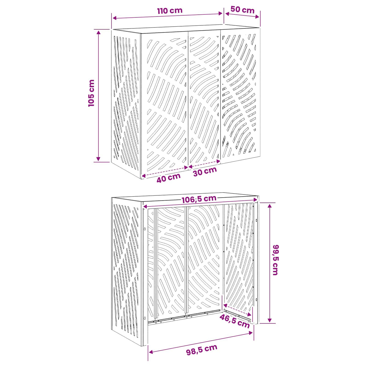 Air Conditioner Cover Sort 110 x 50 x 105 cm Stål