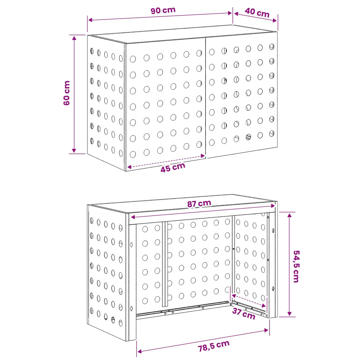 Air Conditioner Cover Sort 90 x 40 x 60 cm Stål