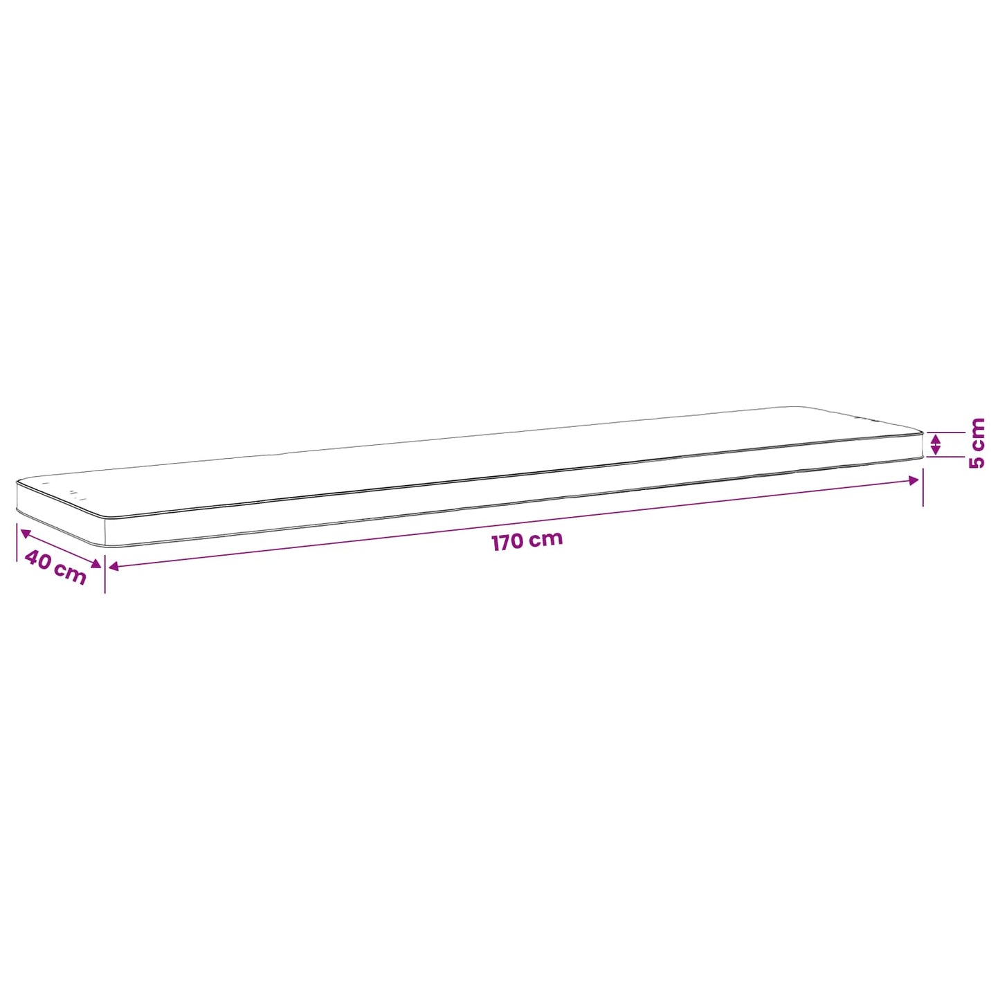 1-delt bænkepude VUGHT 100% polyester Mørk blå 170 x 40 x 5 cm