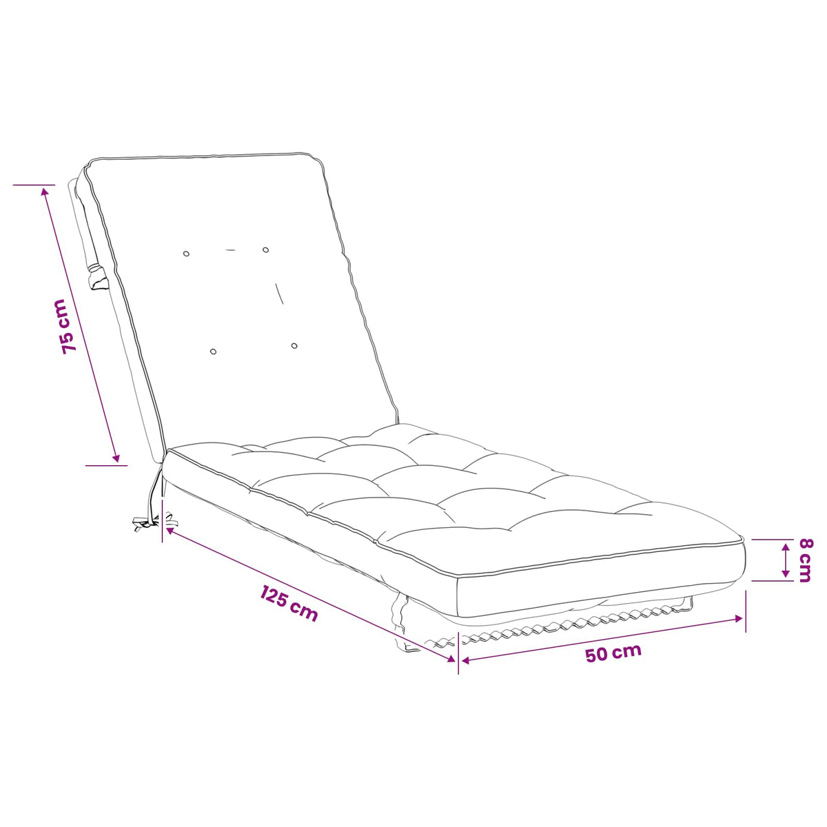 Solseng Pude VIANEN 100% polyester Antracit 200 x 50 x 8 cm