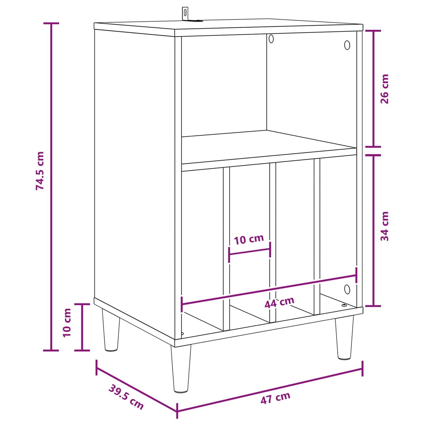 Pladespiller Stativ Hvid 47 x 39,5 x 74,5 cm Konstrueret træ
