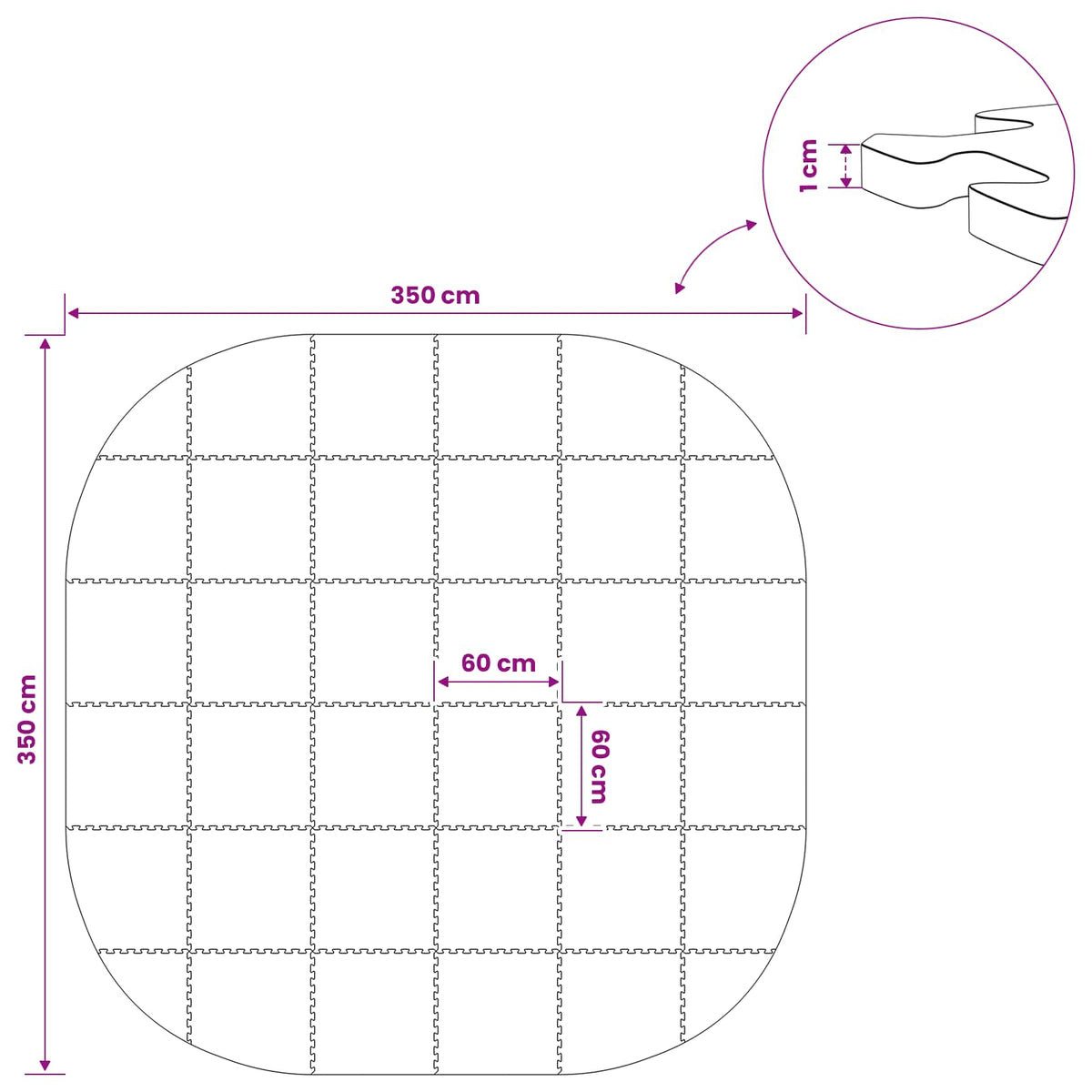 Poolbundmåtte 36 stk. Ø 350 cm Rund EVA skum Blå