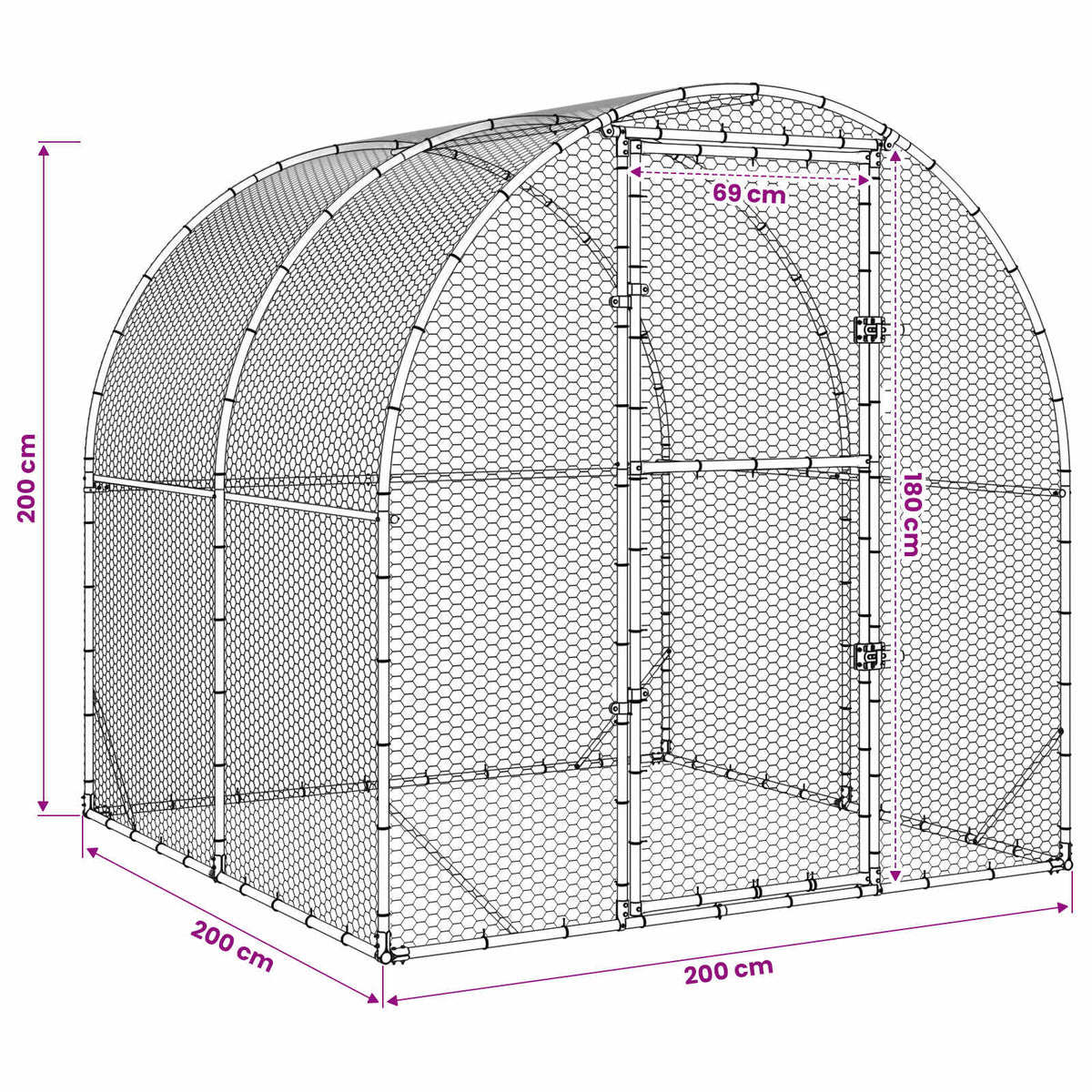 Kyllingehus Sølv 200 x 200 x 200 cm Galvaniseret stål