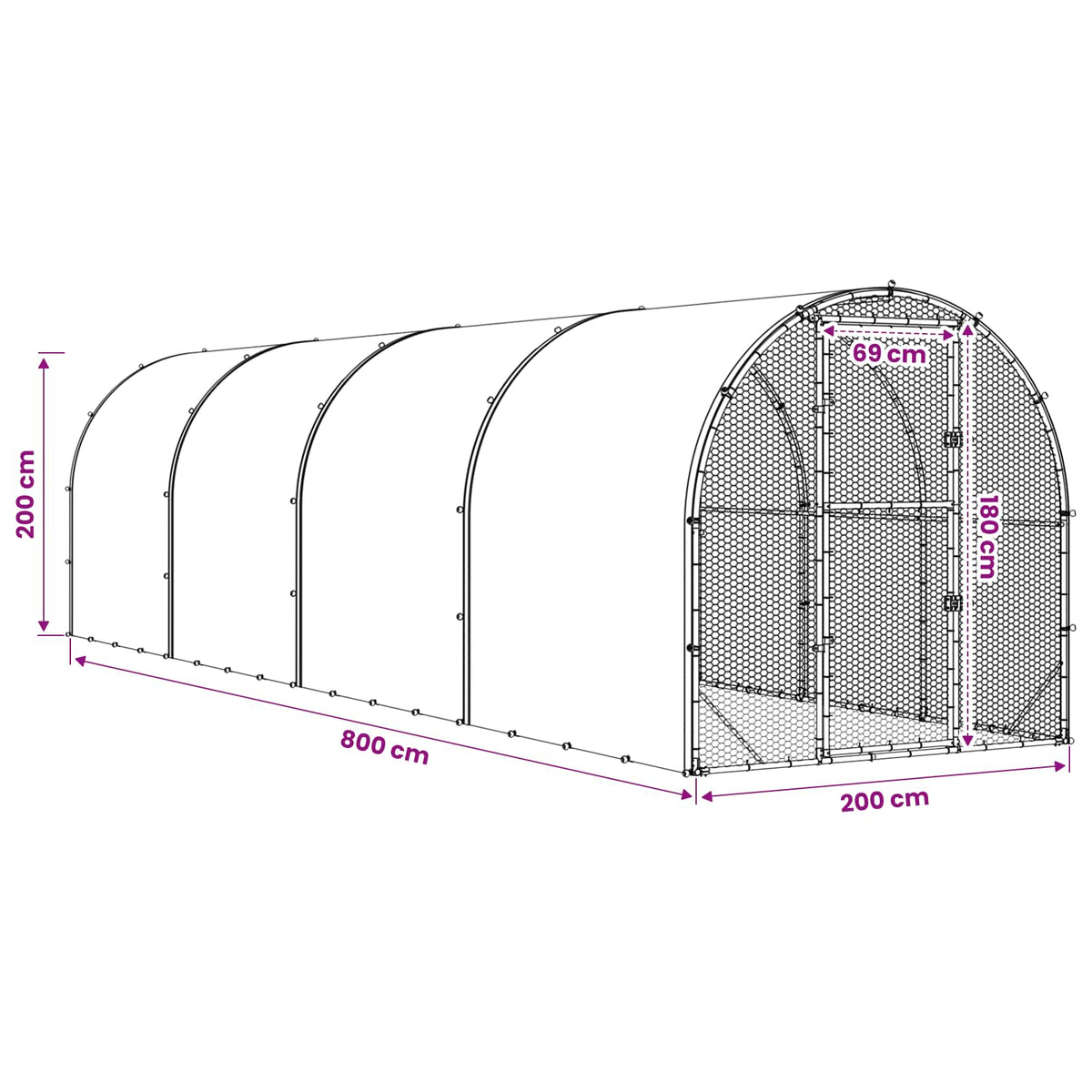 Kyllingehus Sølv 800 x 200 x 200 cm Galvaniseret stål