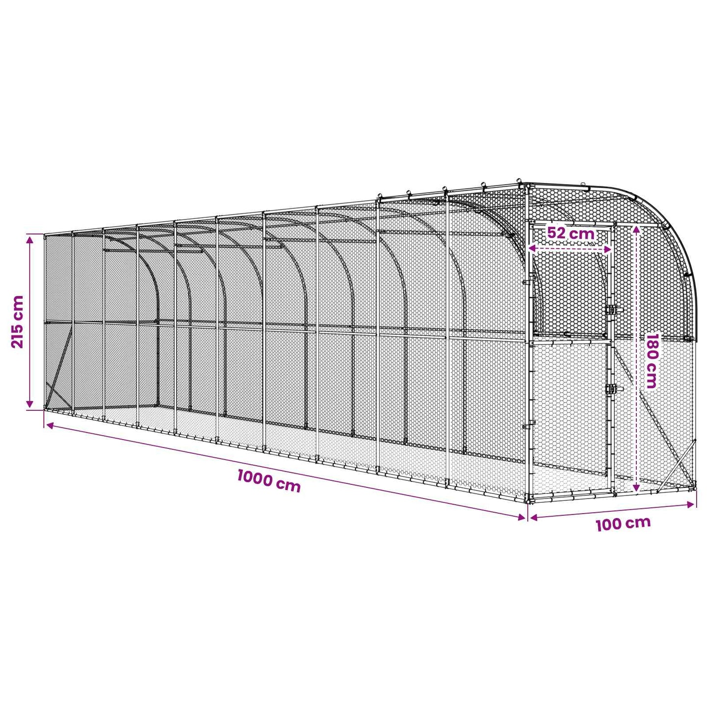 Hønsehus Mod Væg Sølv 1000 x 100 x 215 cm Galvaniseret stål