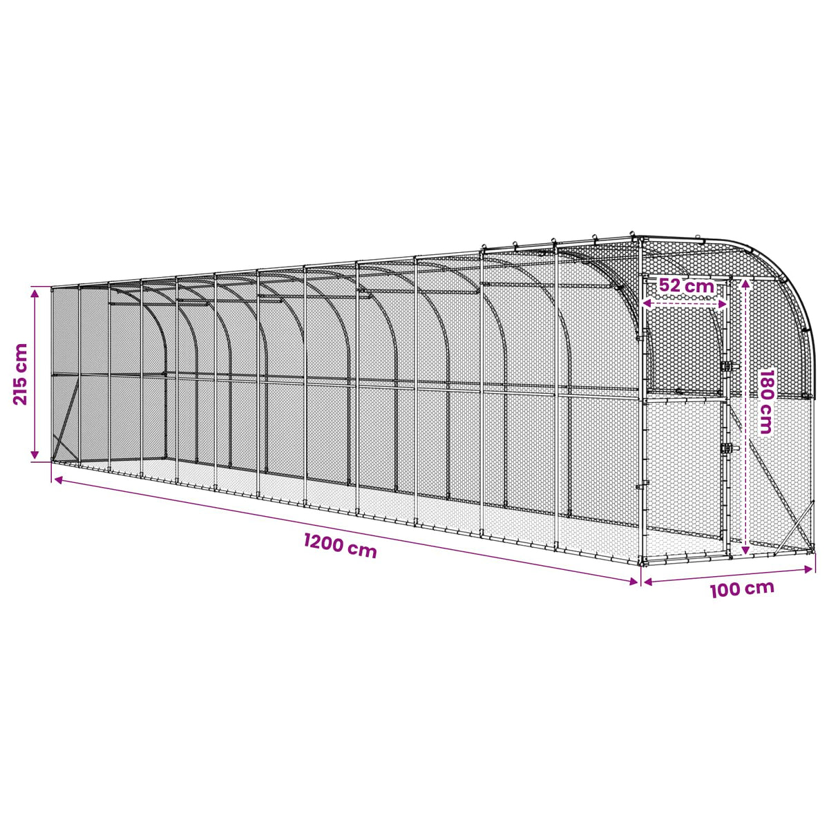 Hønsehus Mod Væg Sølv 1200 x 100 x 215 cm Galvaniseret stål