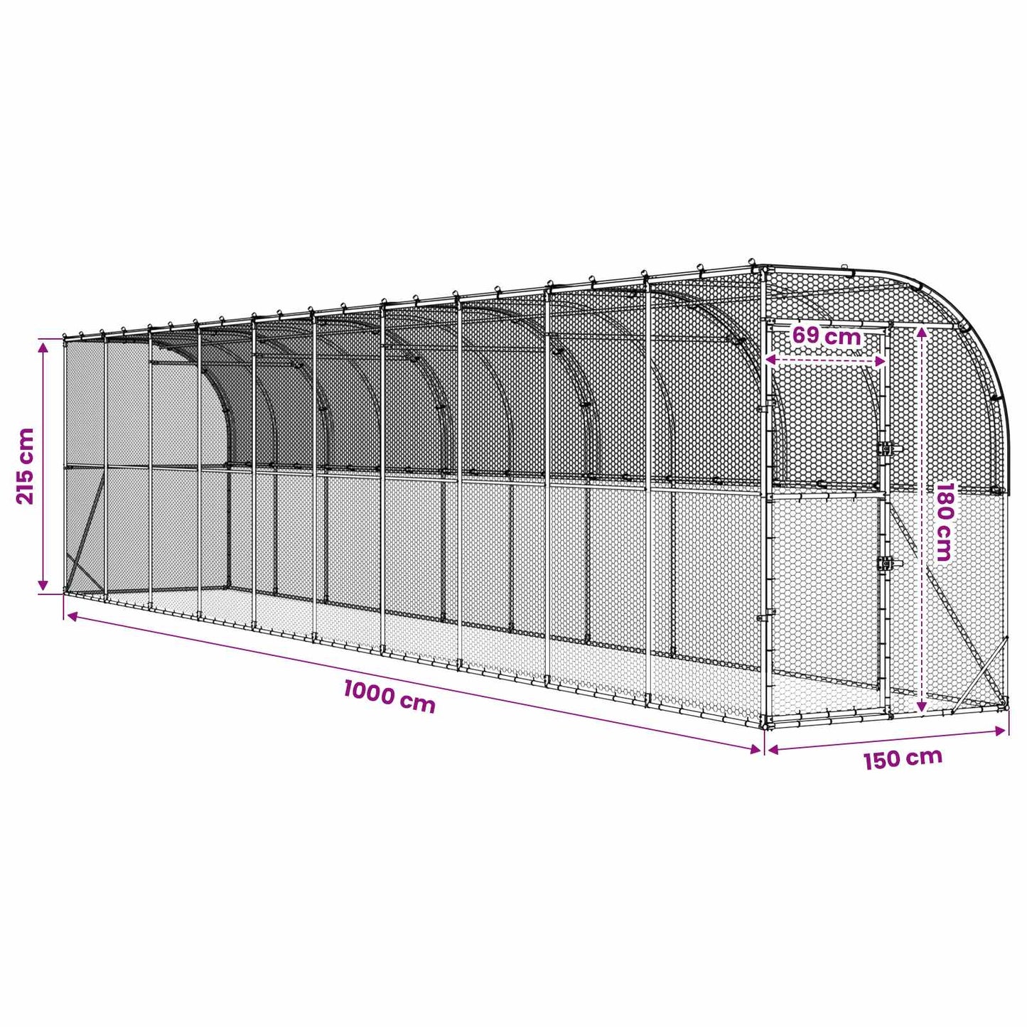 Hønsehus Mod Væg Sølv 600 x 150 x 215 cm Galvaniseret stål