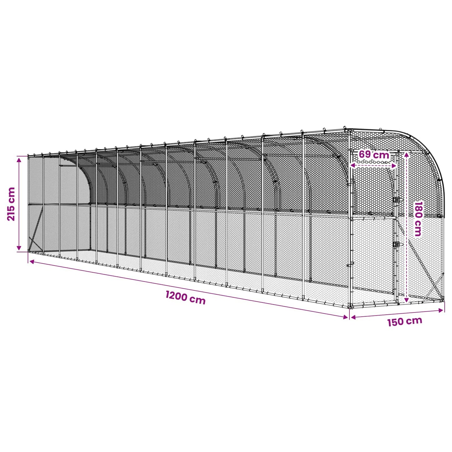 Hønsehus Mod Væg Sølv 600 x 150 x 215 cm Galvaniseret stål