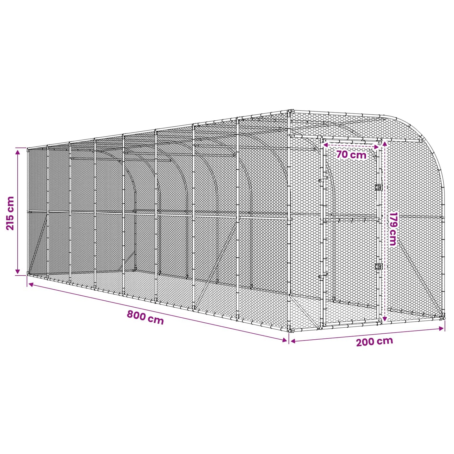 Hønsehus Mod Væg Sølv 600 x 150 x 215 cm Galvaniseret stål