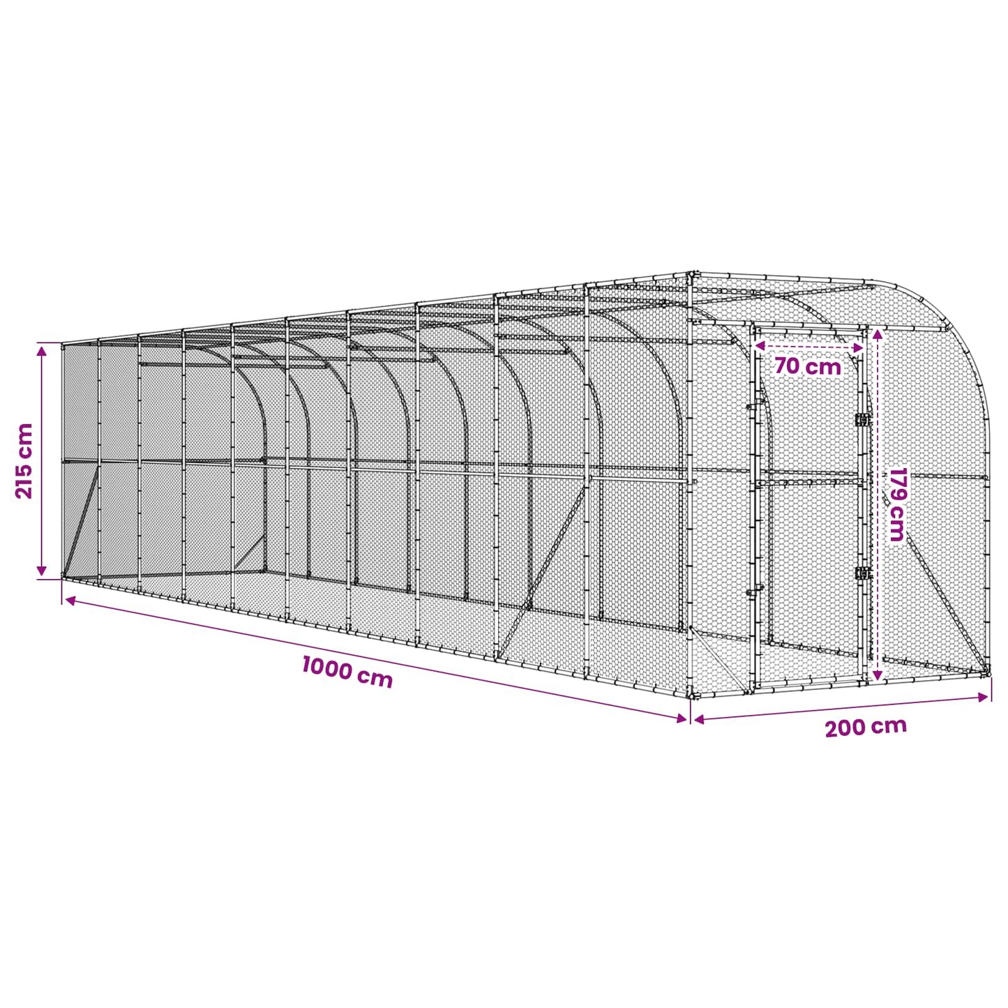 Hønsehus Mod Væg Sølv 600 x 150 x 215 cm Galvaniseret stål