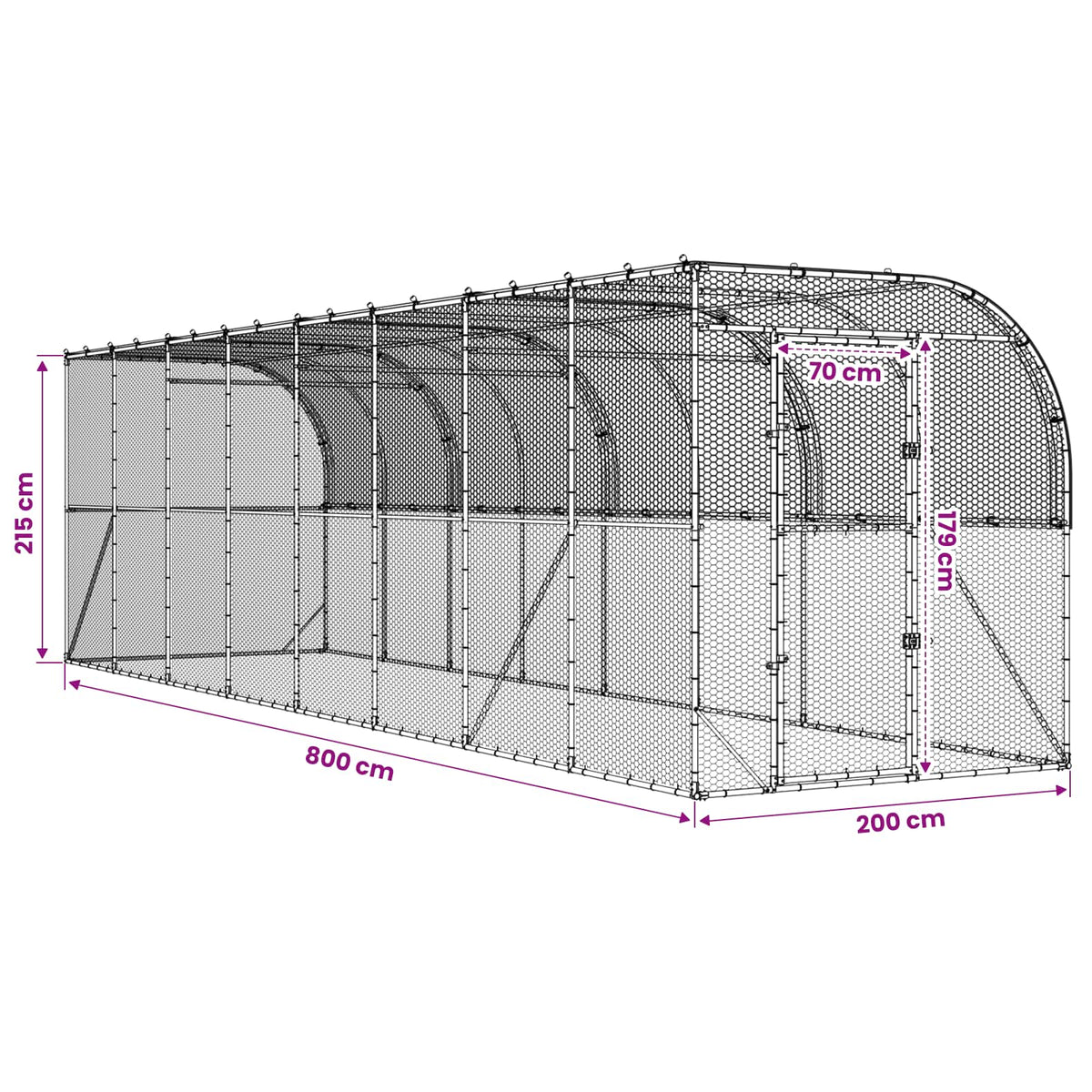 Hønsehus Mod Væg Sølv 600 x 150 x 215 cm Galvaniseret stål