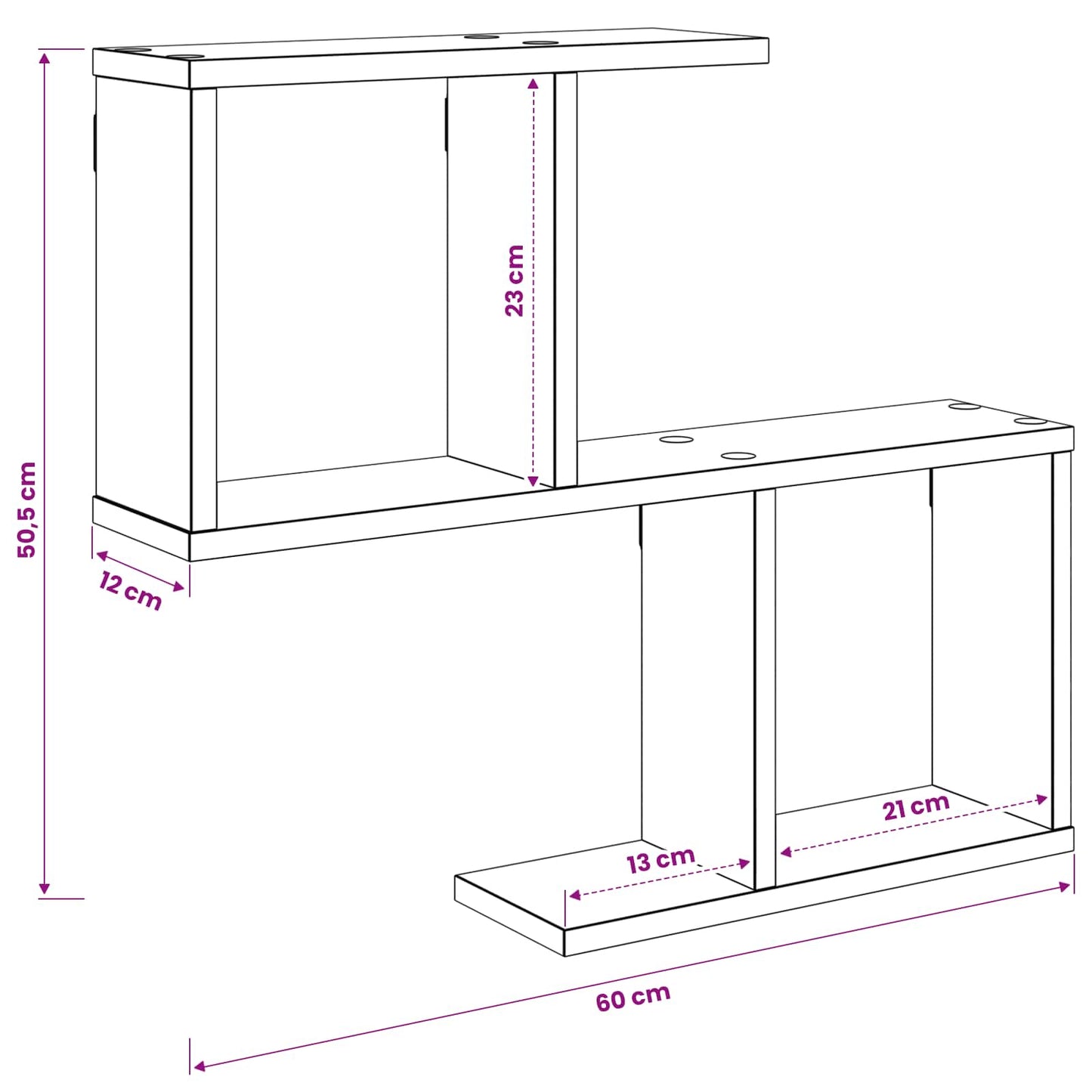 Væghylde Hvid 60 x 12 x 50,5 cm Konstrueret træ