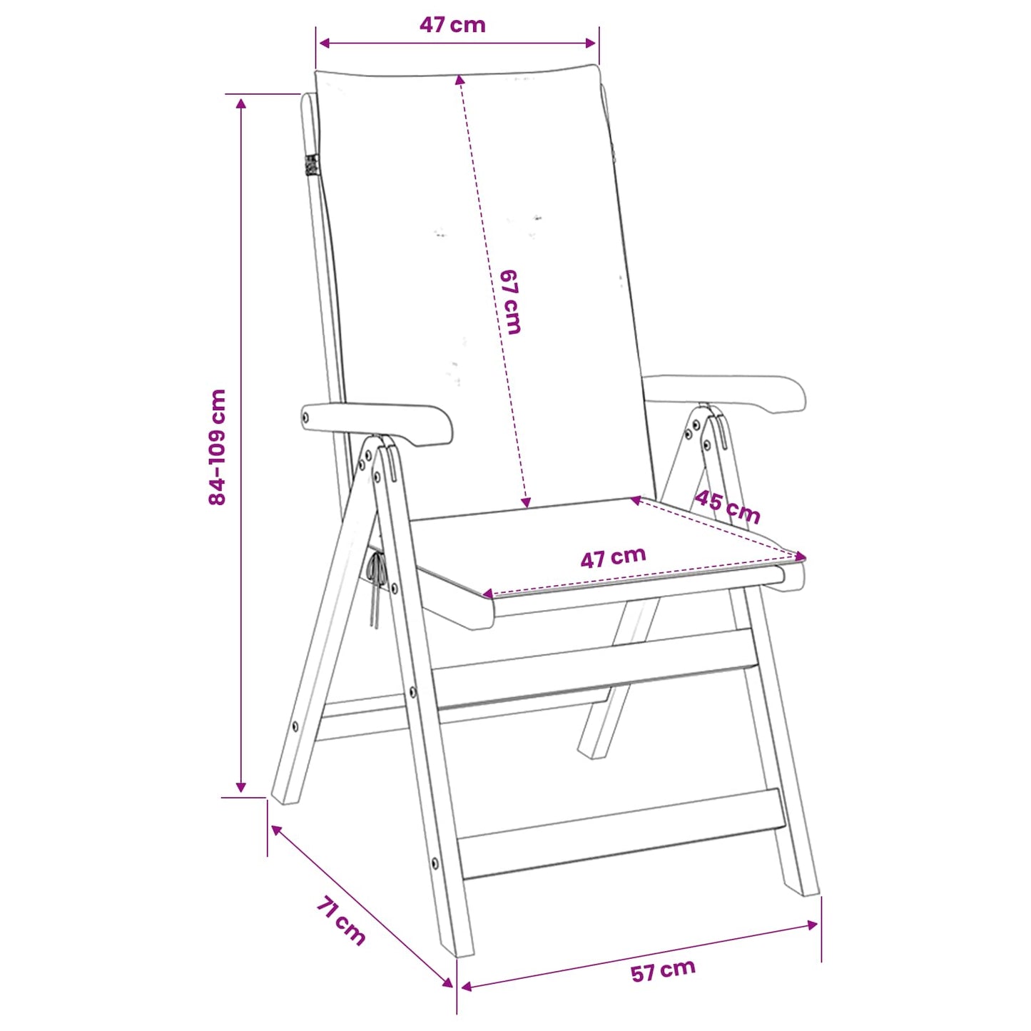 Lænestole til haven 3 stk. Naturfarvet Massivt Akacietræ