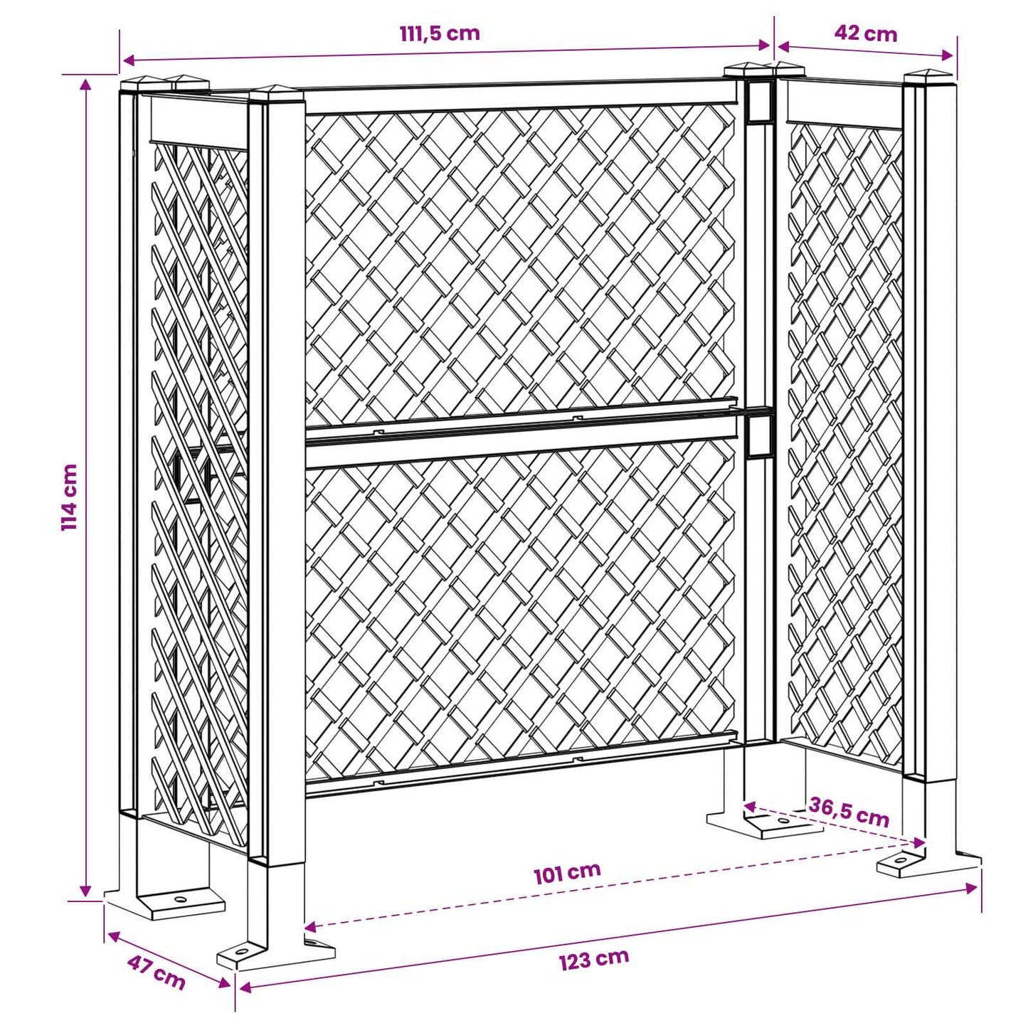 Affaldskurvgitter Antracit 123 x 47 x 114 cm PP