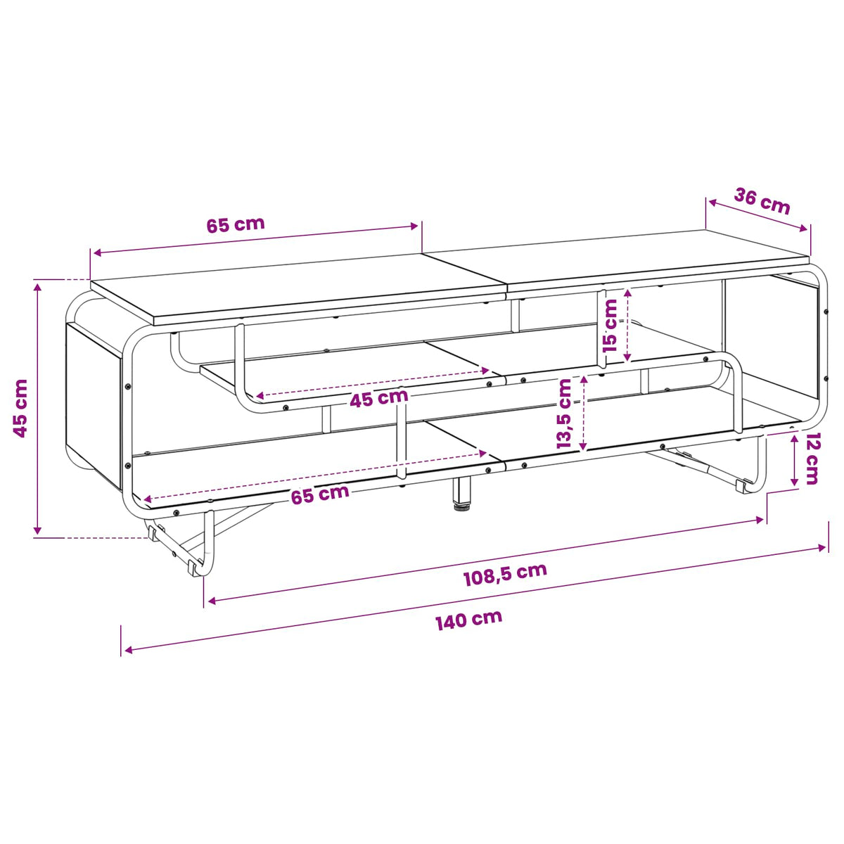 TV-bord 140 x 36 x 45 cm Røget eg Konstrueret træ
