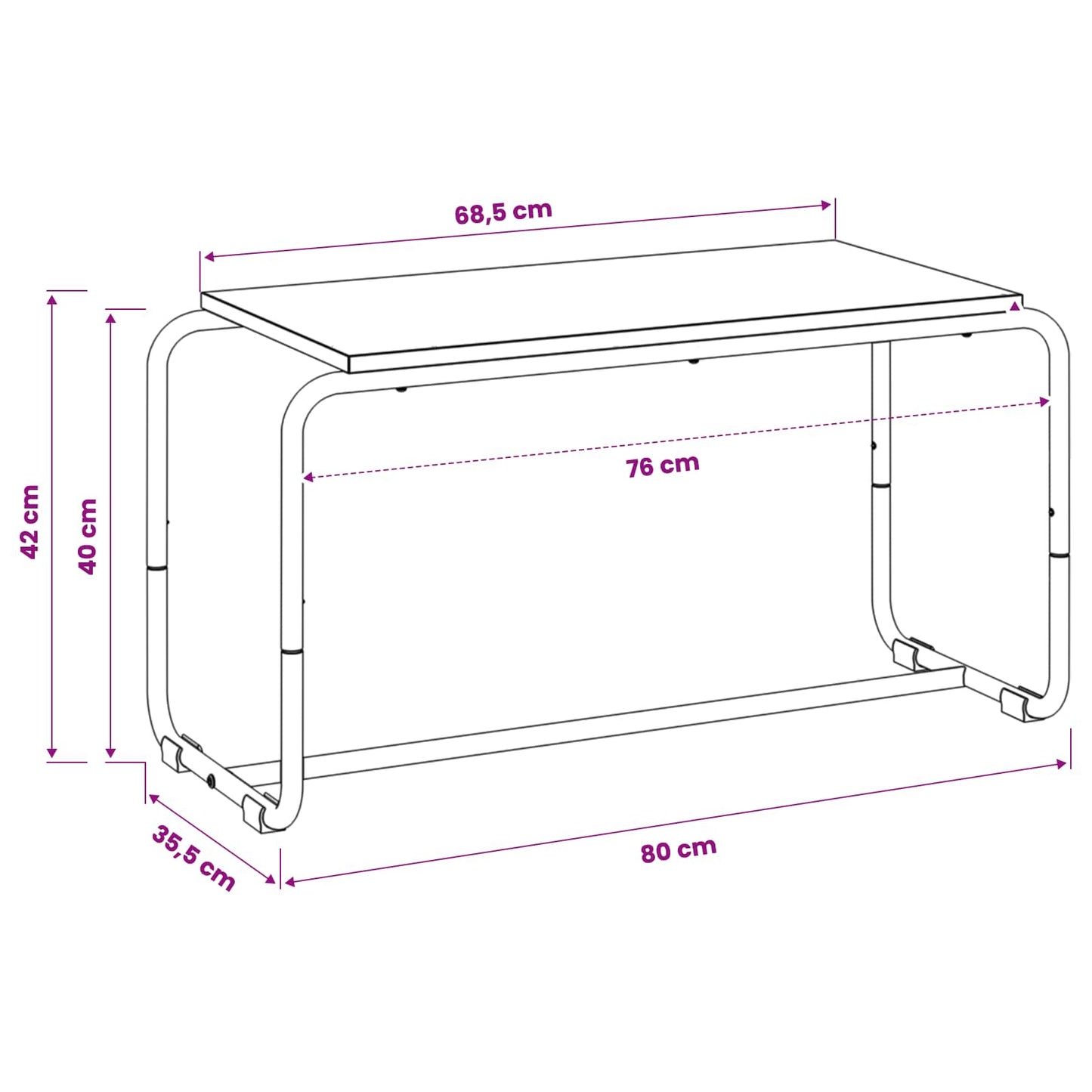 TV-bord 80 x 35,5 x 42 cm Sort eg Konstrueret træ