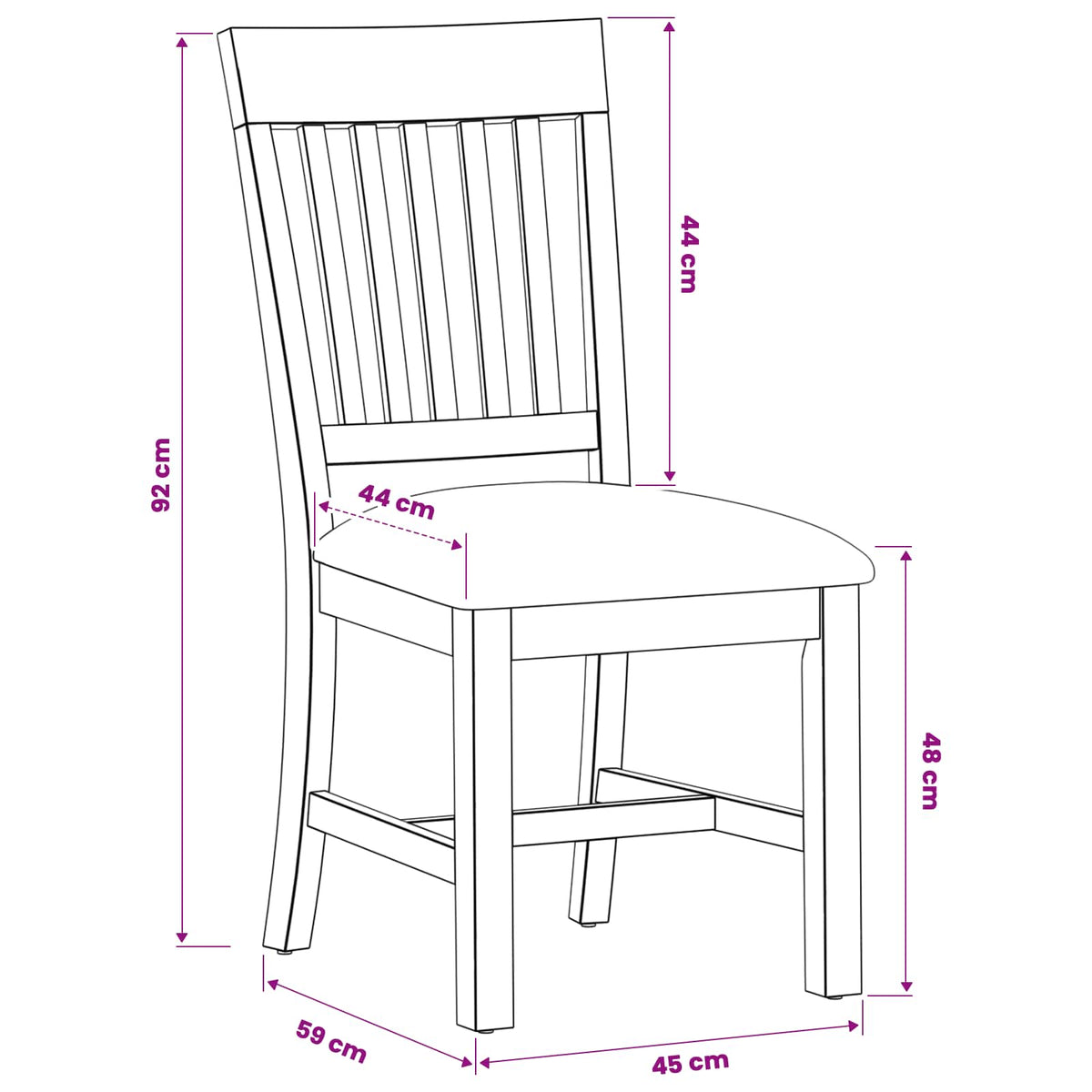 Spisestuestol 2 stk. Massivt Eg Træ Beige 45 x 59 x 92 cm