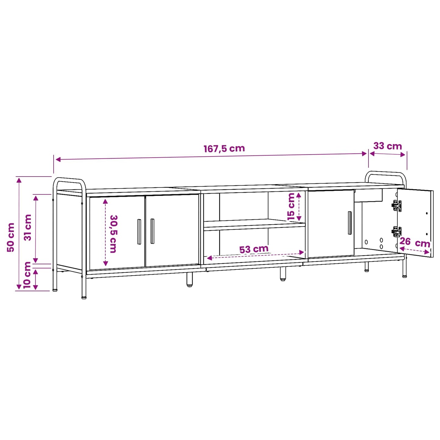 TV-skab 167,5 x 33 x 50 cm Gammelt træ Konstrueret træ